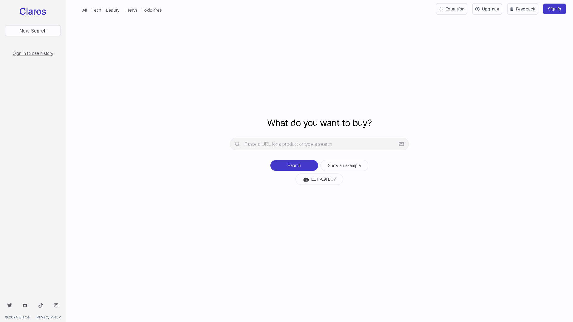 Claros Interface Screenshot - Daily Life Tool