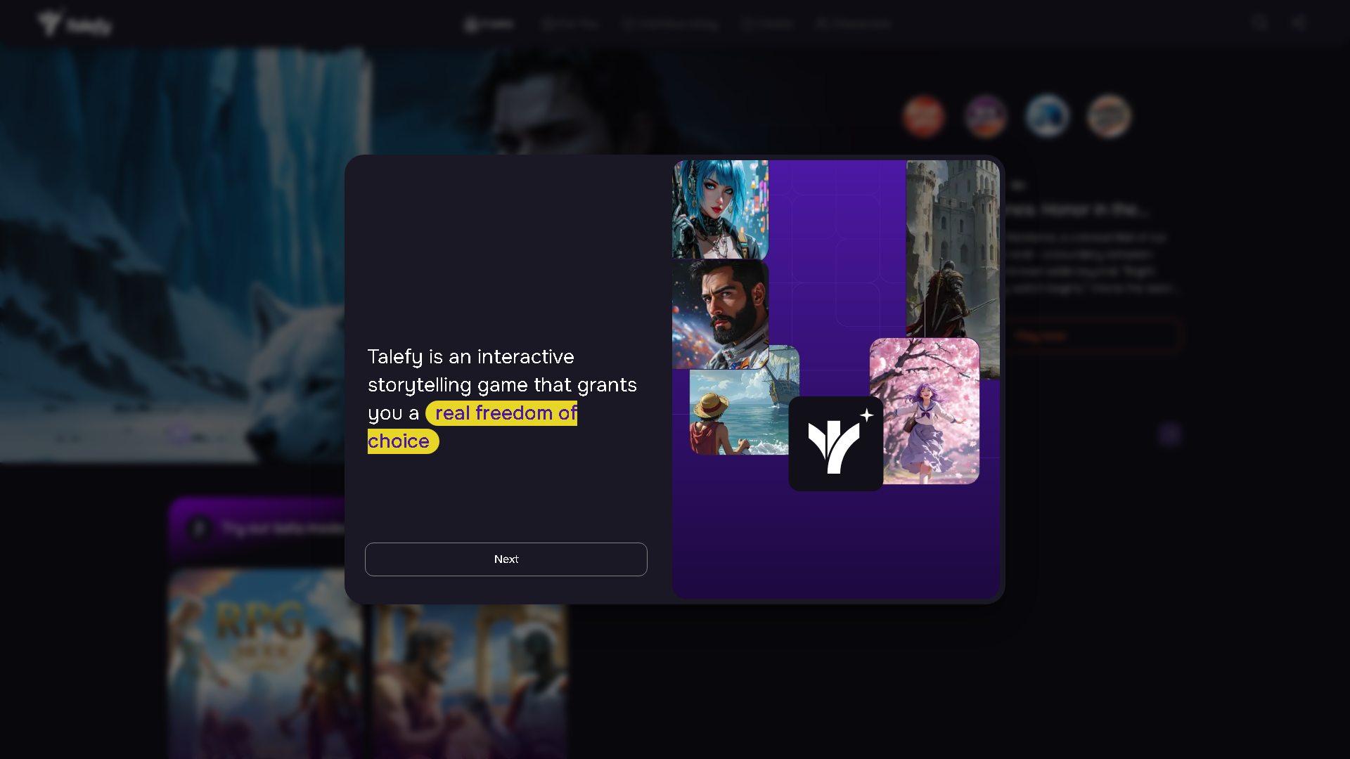 Talefy Interface Screenshot - Writing & Editing Tool