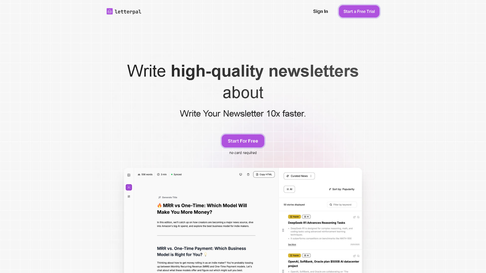 Letterpal Interface Screenshot - Writing & Editing Tool