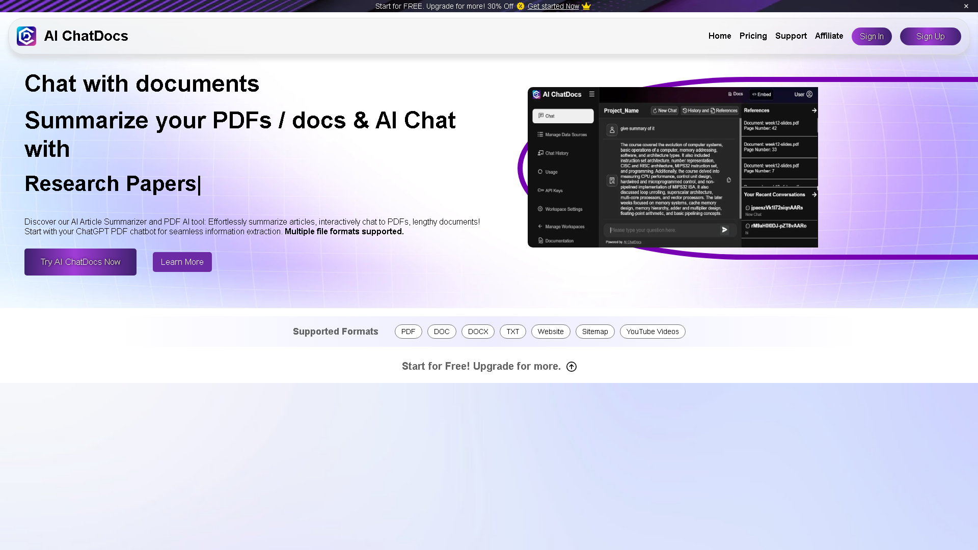 AI ChatDocs Interface Screenshot - Social Media Tool