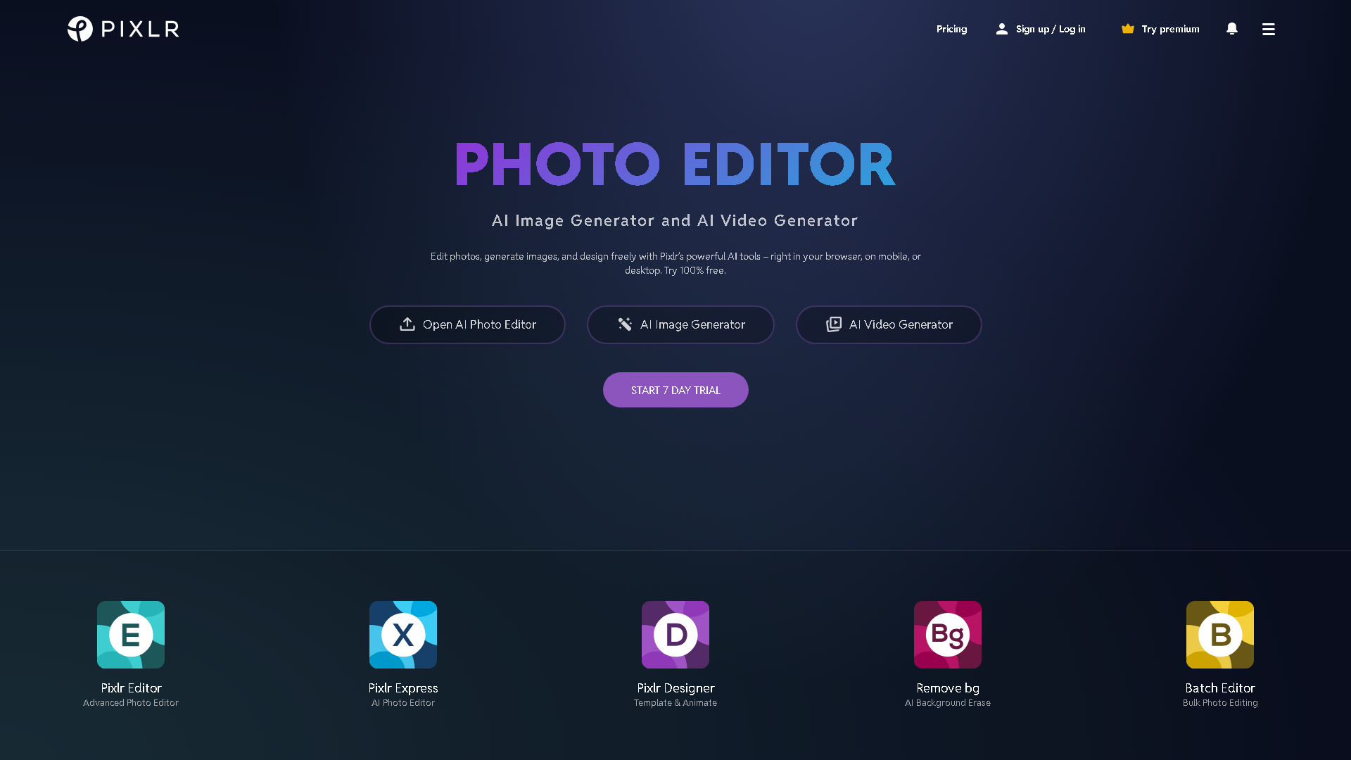 Pixlr Interface Screenshot - Image Generation & Editing Tool