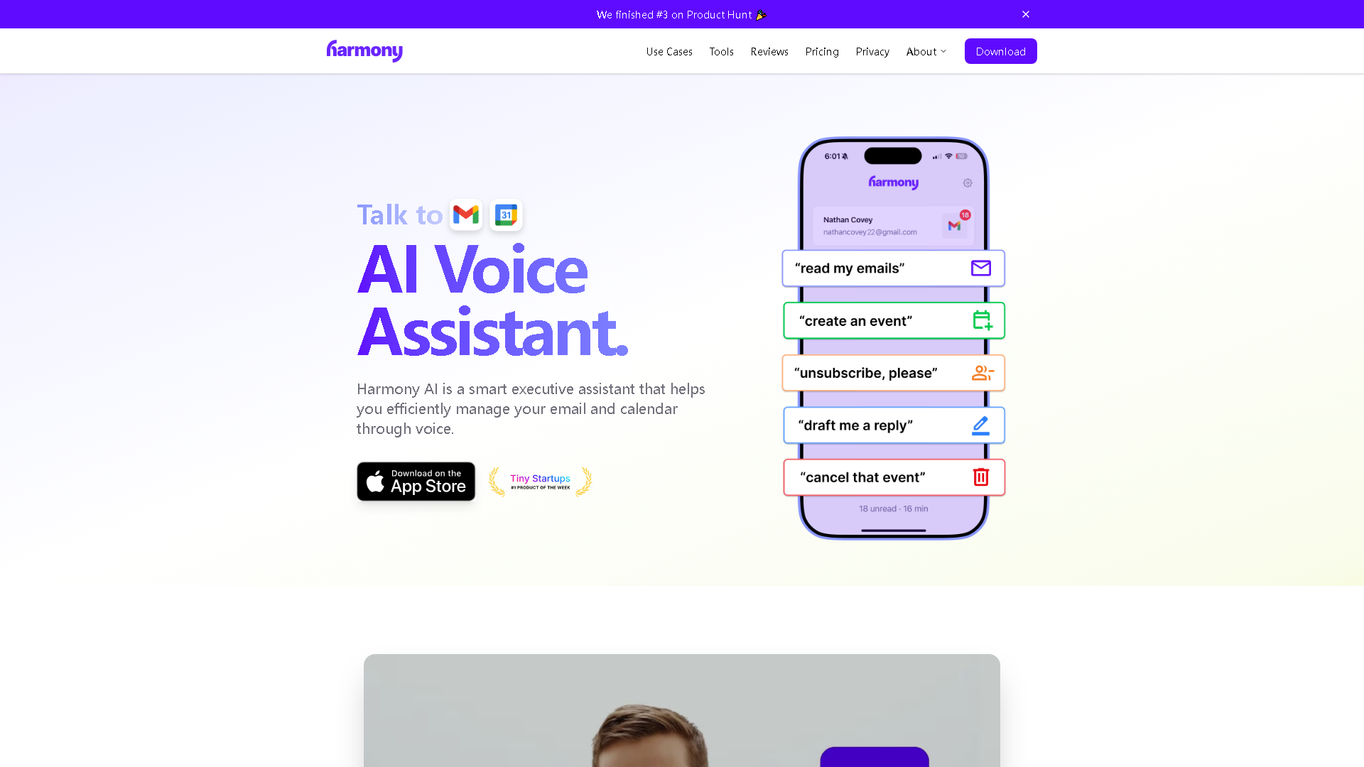 Harmony AI Email Assistant Interface Screenshot - Writing & Editing Tool