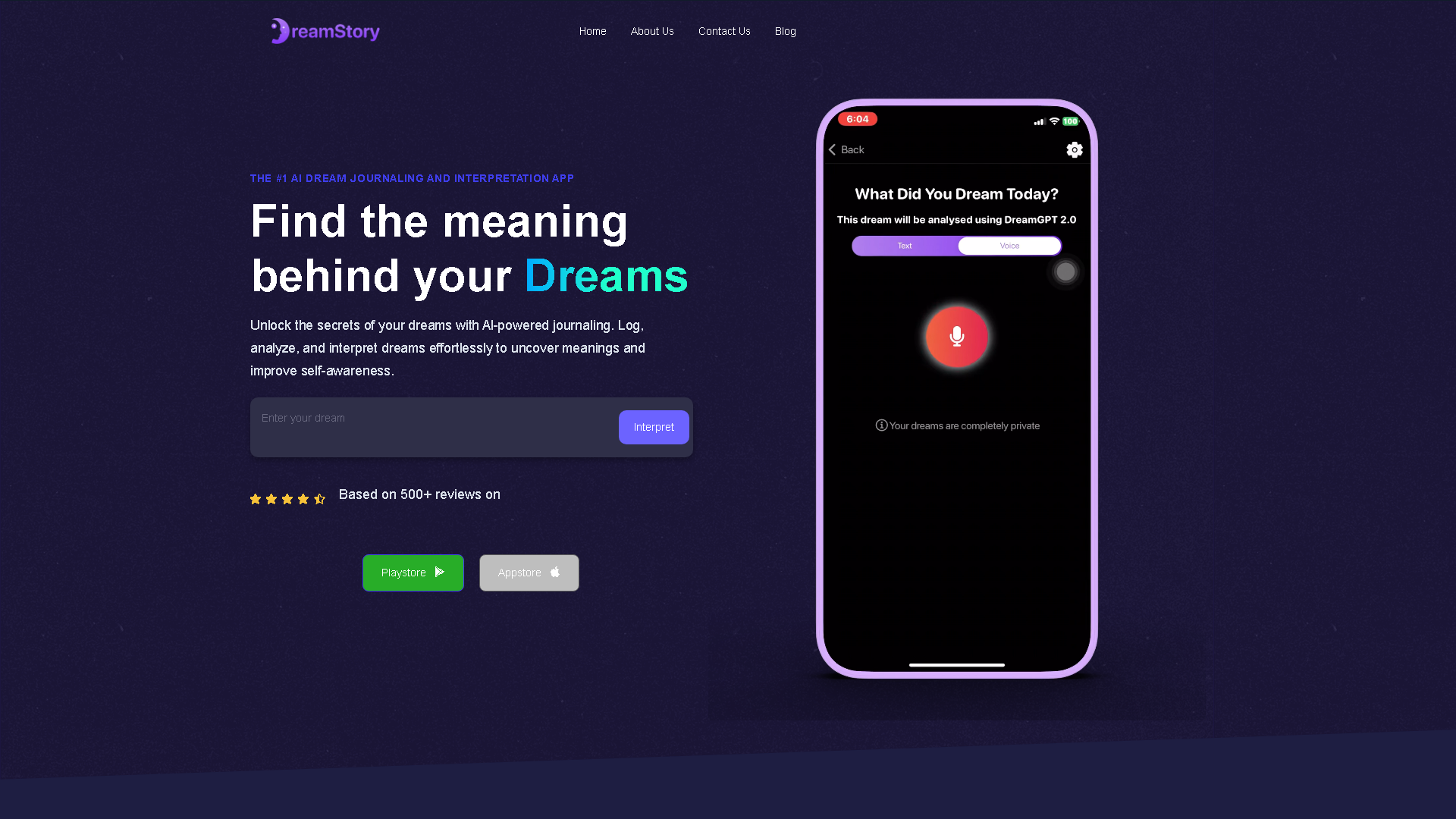 DreamStory Interface Screenshot - Daily Life Tool