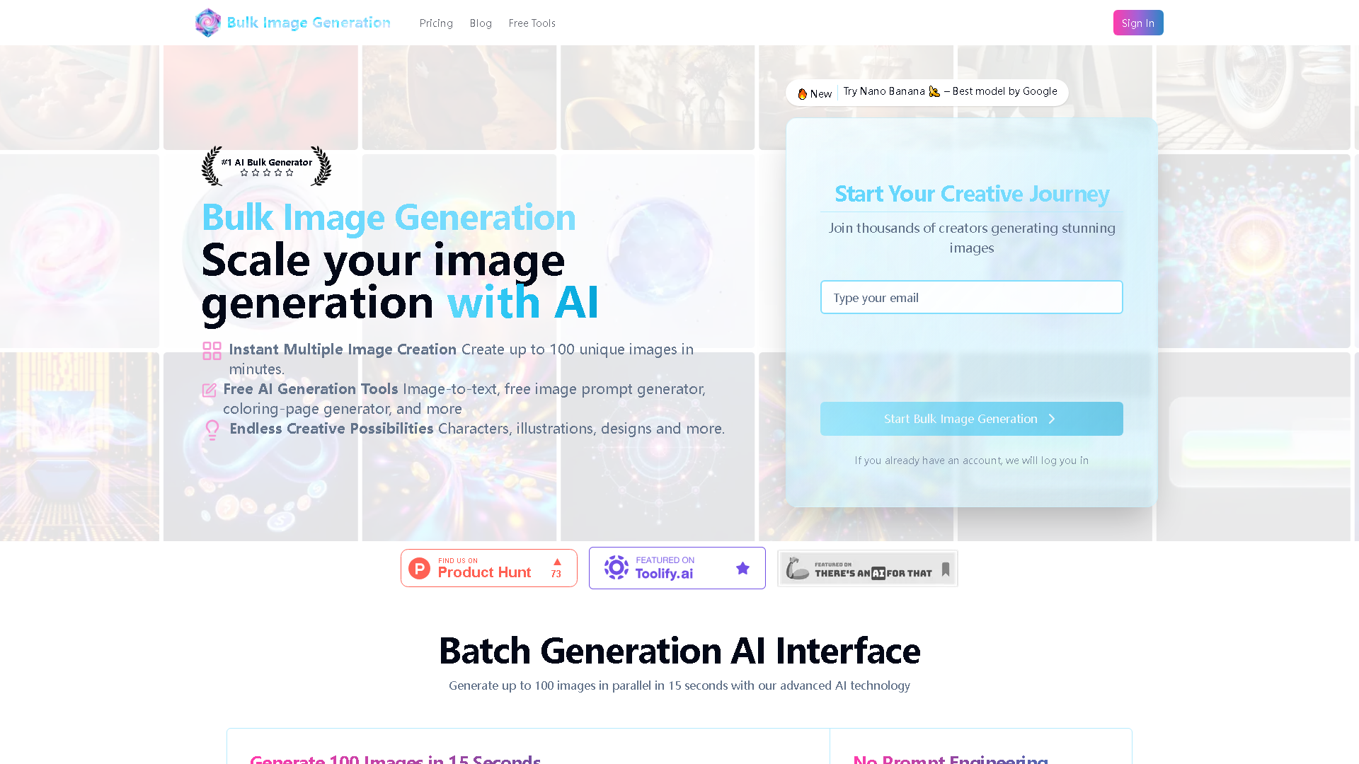 Bulk Image Generation Interface Screenshot - Writing & Editing Tool