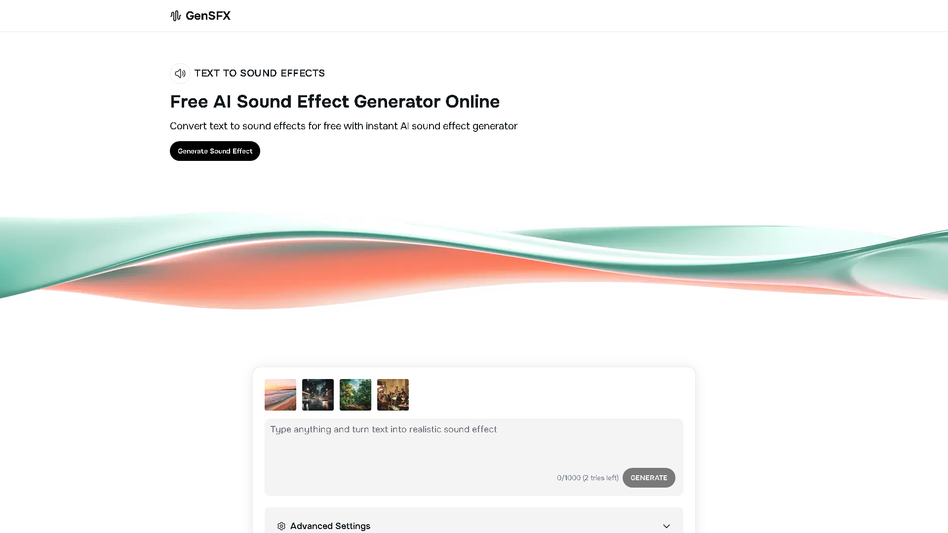 GenSFX Interface Screenshot - Music & Audio Tool