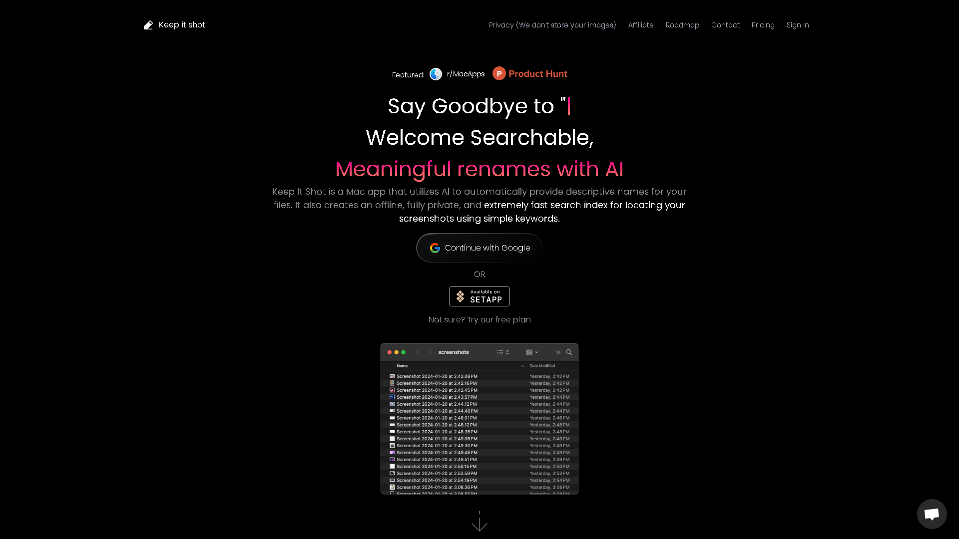 Keep It Shot Interface Screenshot - Writing & Editing Tool