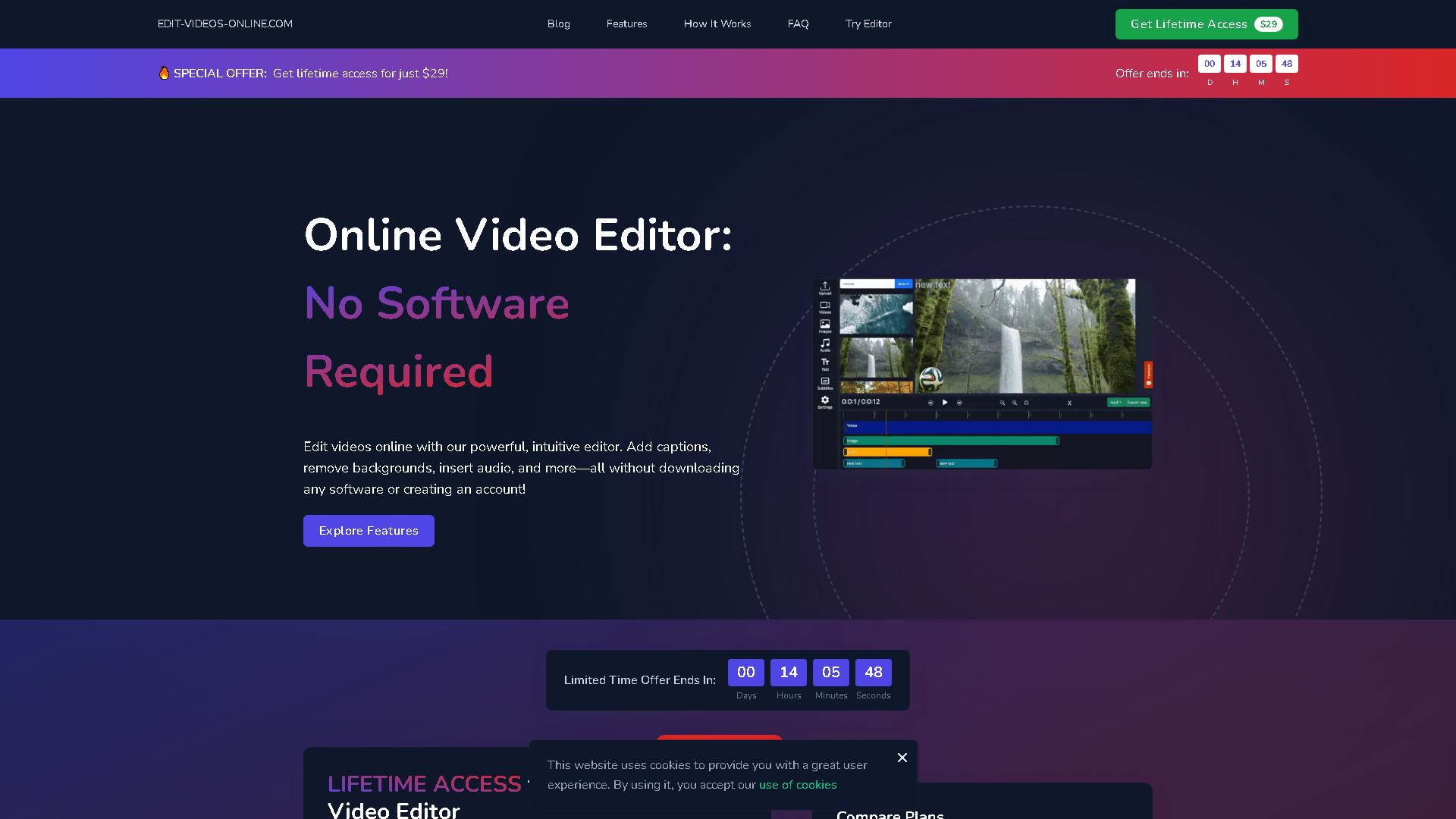 Edit-Videos-Online.com Interface Screenshot - Writing & Editing Tool