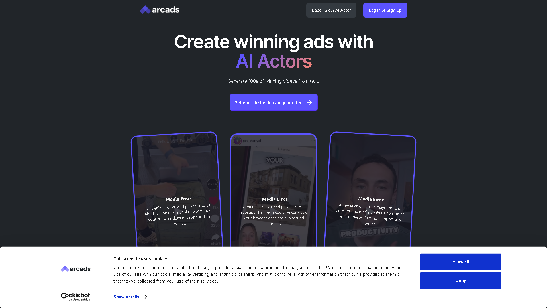 Arcads Interface Screenshot - Video & Animation Tool