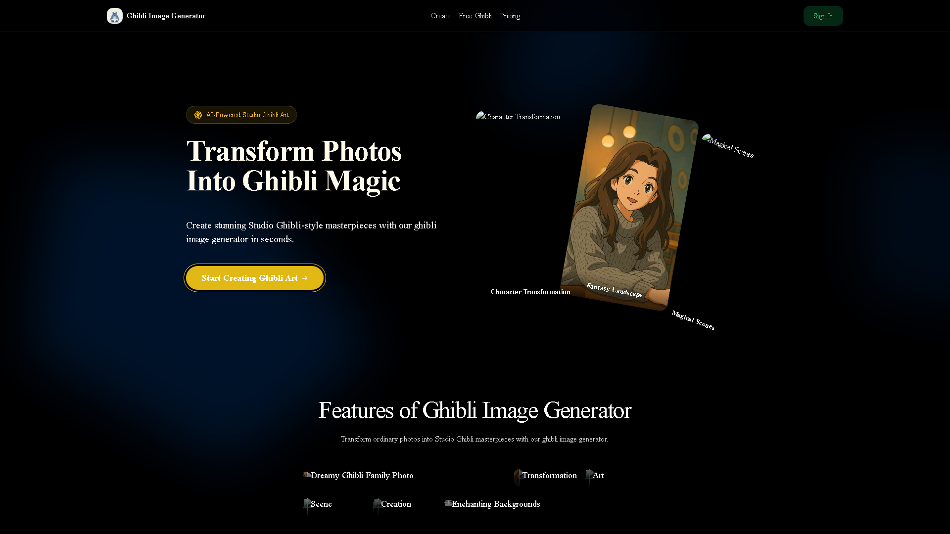 Ghibli Image Generator Interface Screenshot - Art & Creative Design Tool