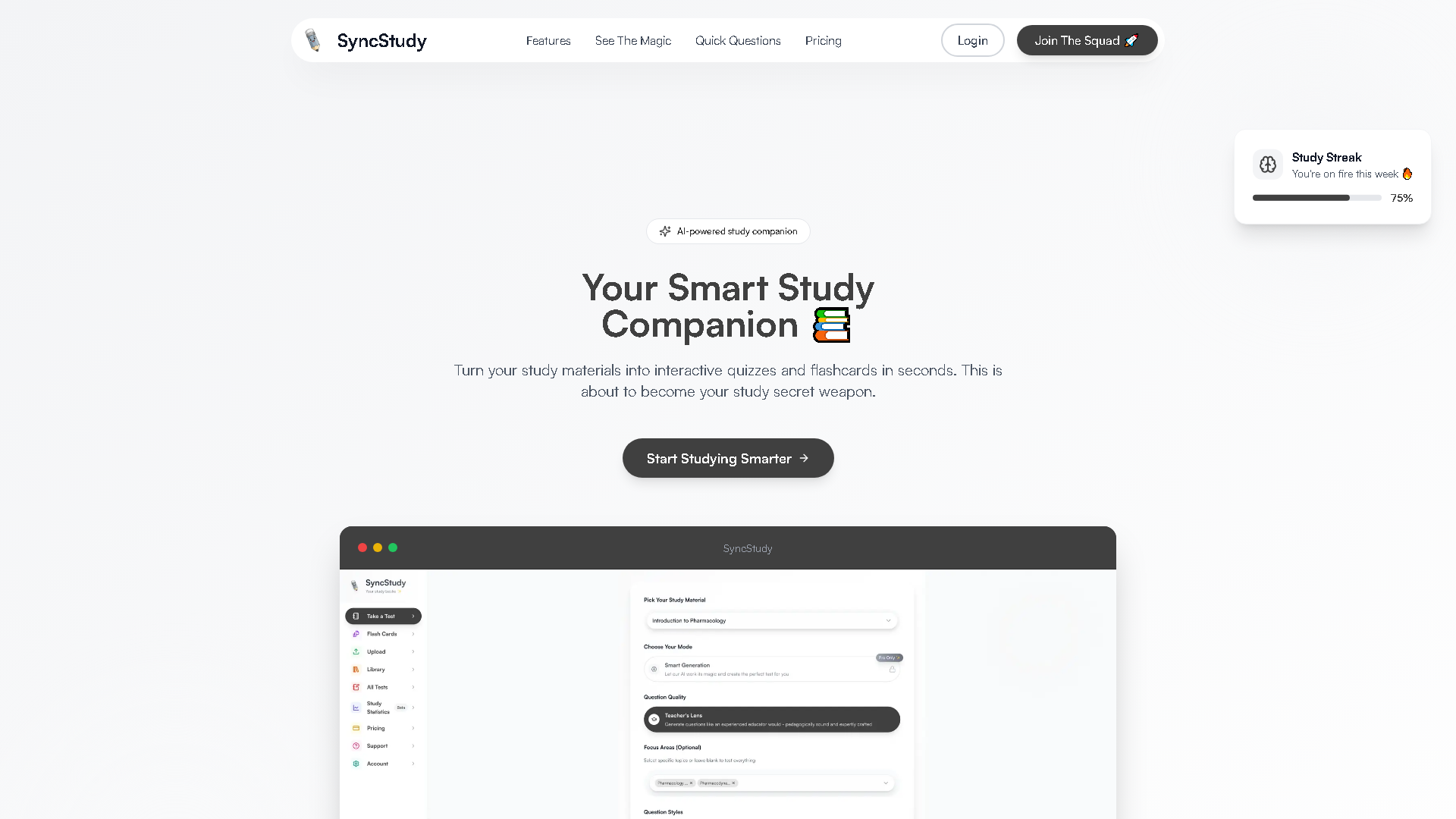 SyncStudy Interface Screenshot - Education & Learning Tool