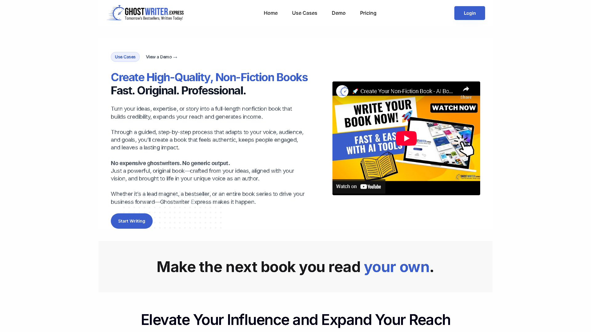 Ghostwriter Express Interface Screenshot - Writing & Editing Tool