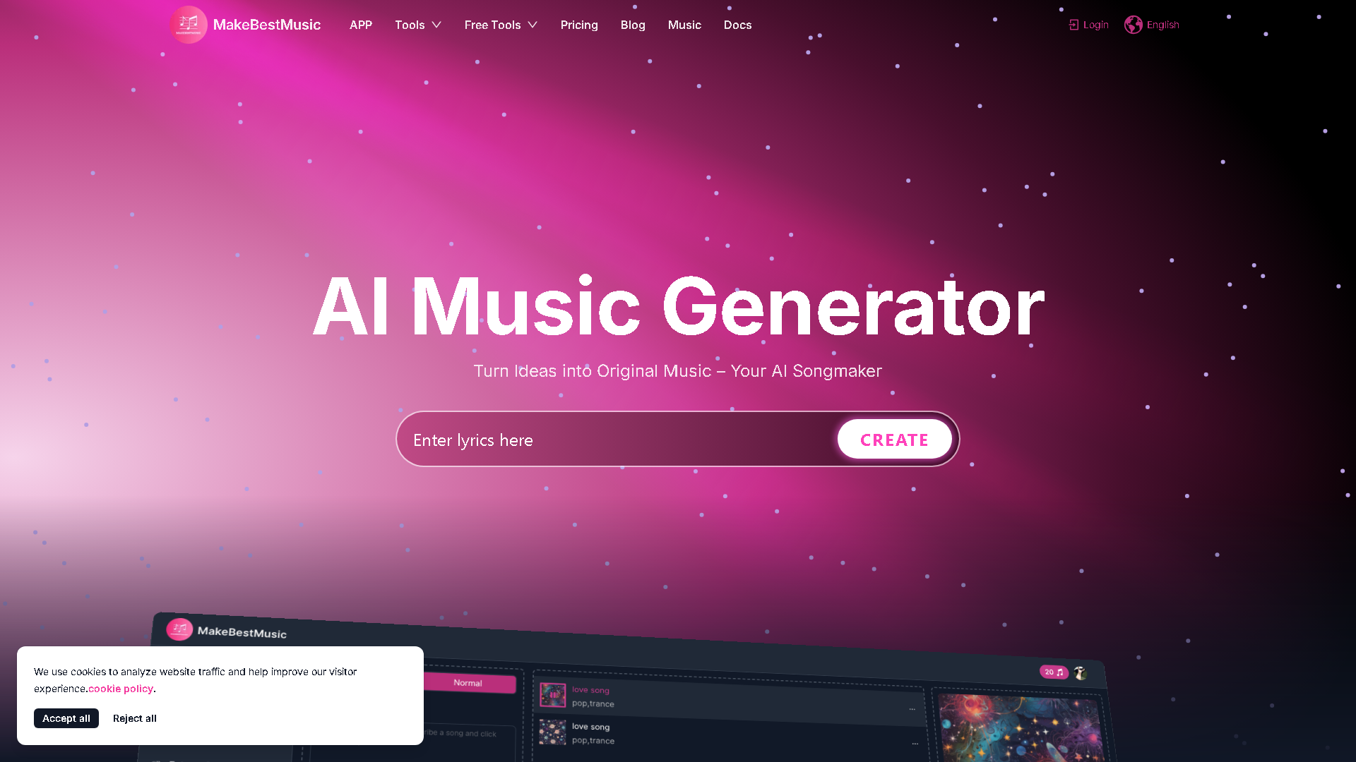 MakeBestMusic Interface Screenshot - Music & Audio Tool