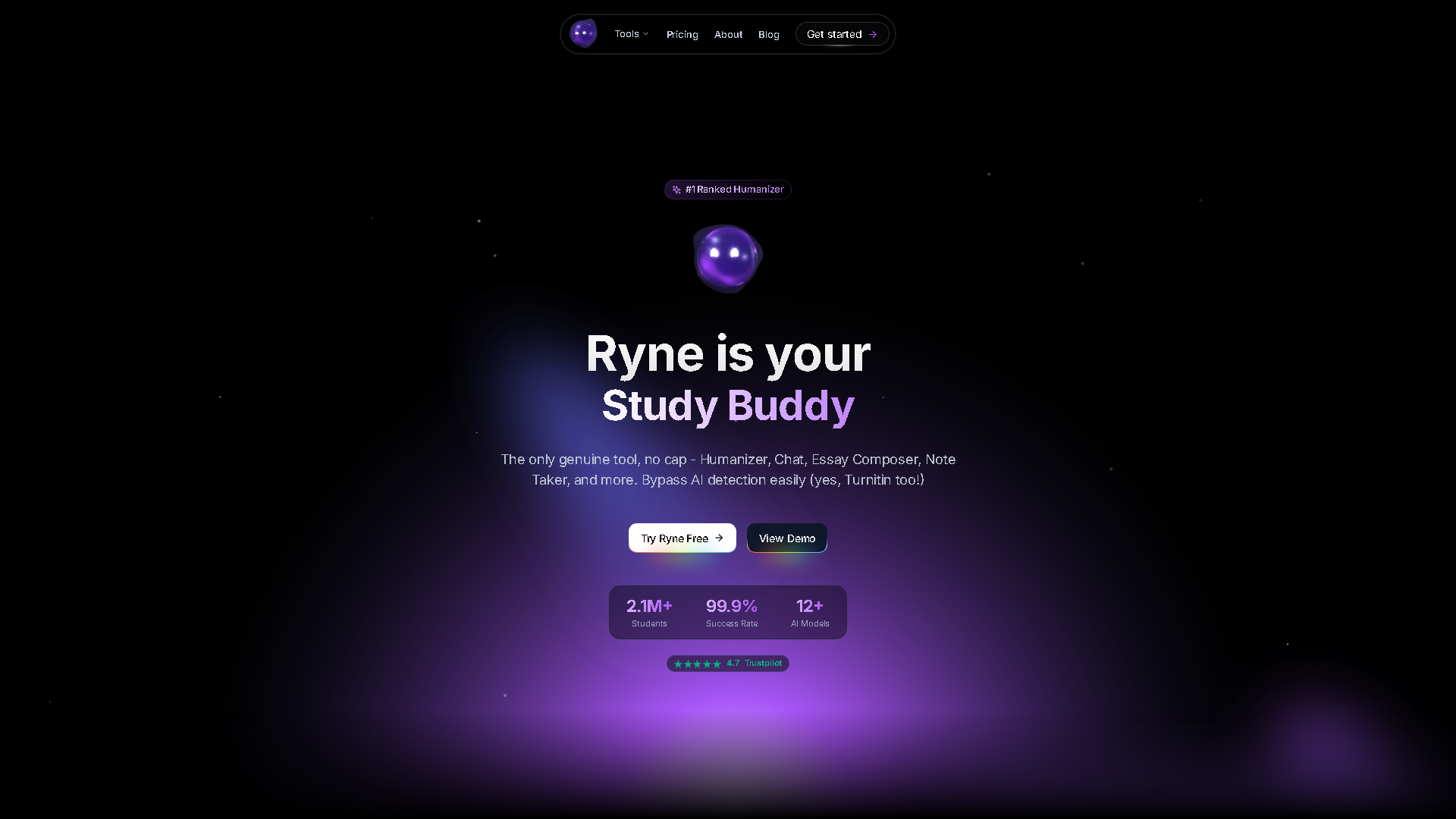 Ryne AI Interface Screenshot - Writing & Editing Tool