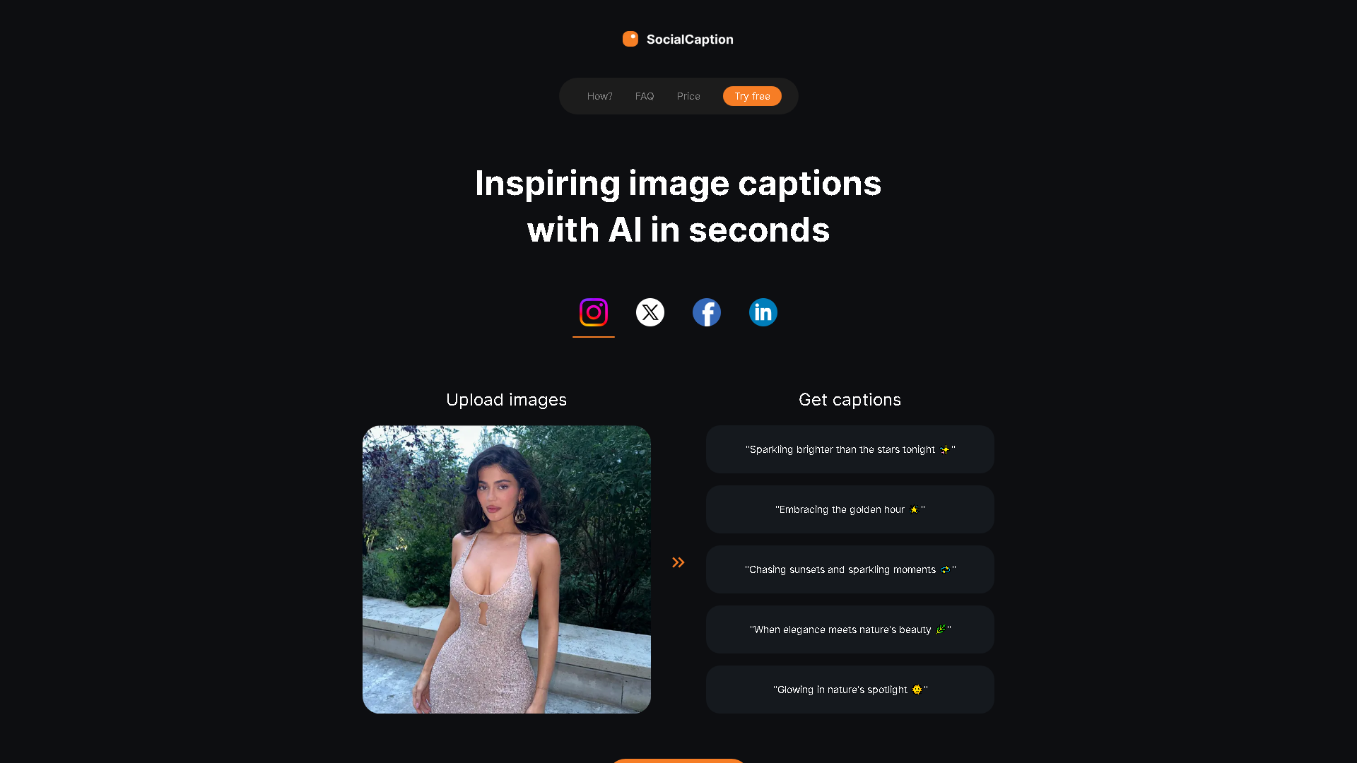 Social Caption Interface Screenshot - Writing & Editing Tool