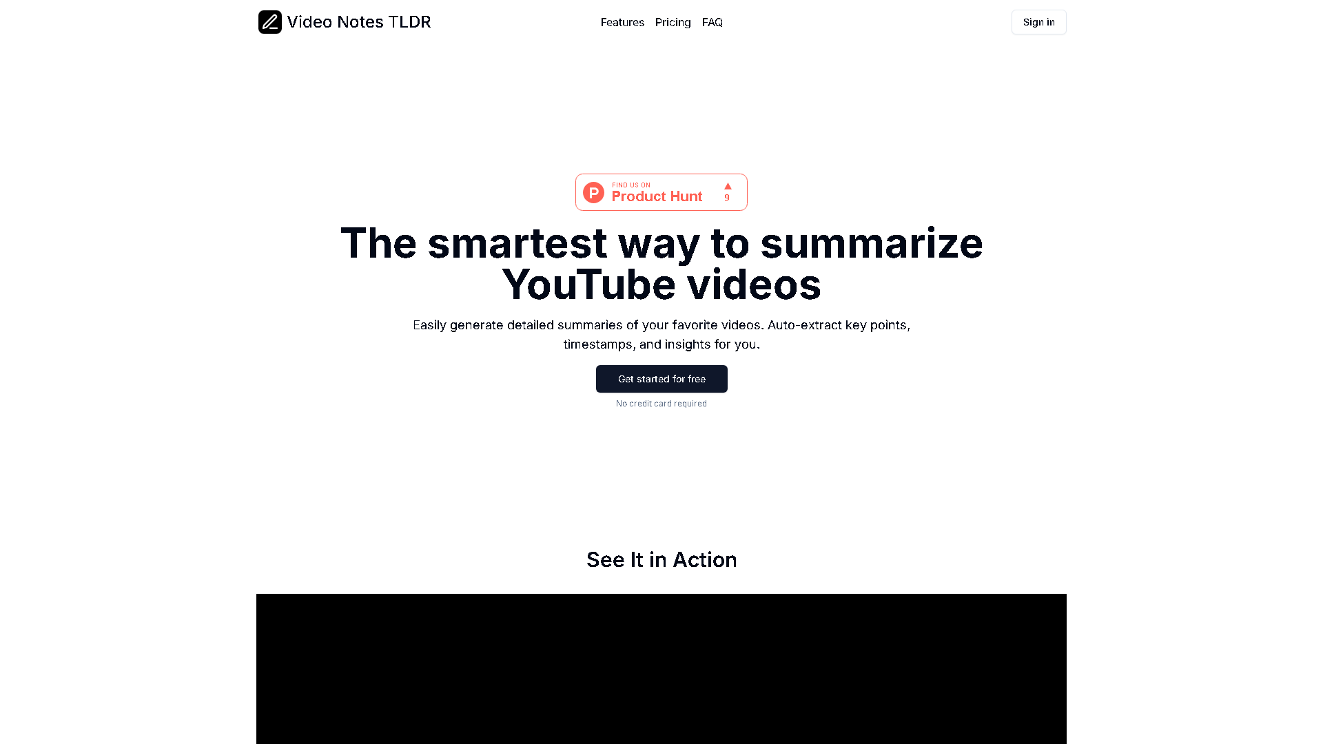 Video Notes TLDR Interface Screenshot - Social Media Tool
