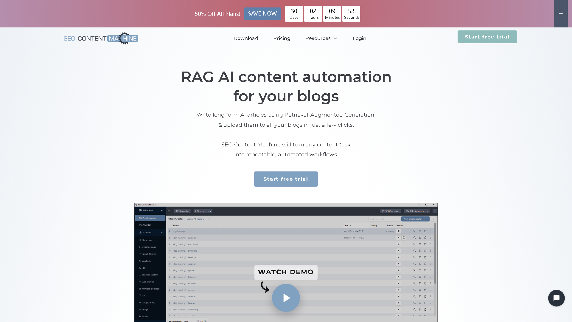 SEO Content Machine Interface Screenshot - Writing & Editing Tool