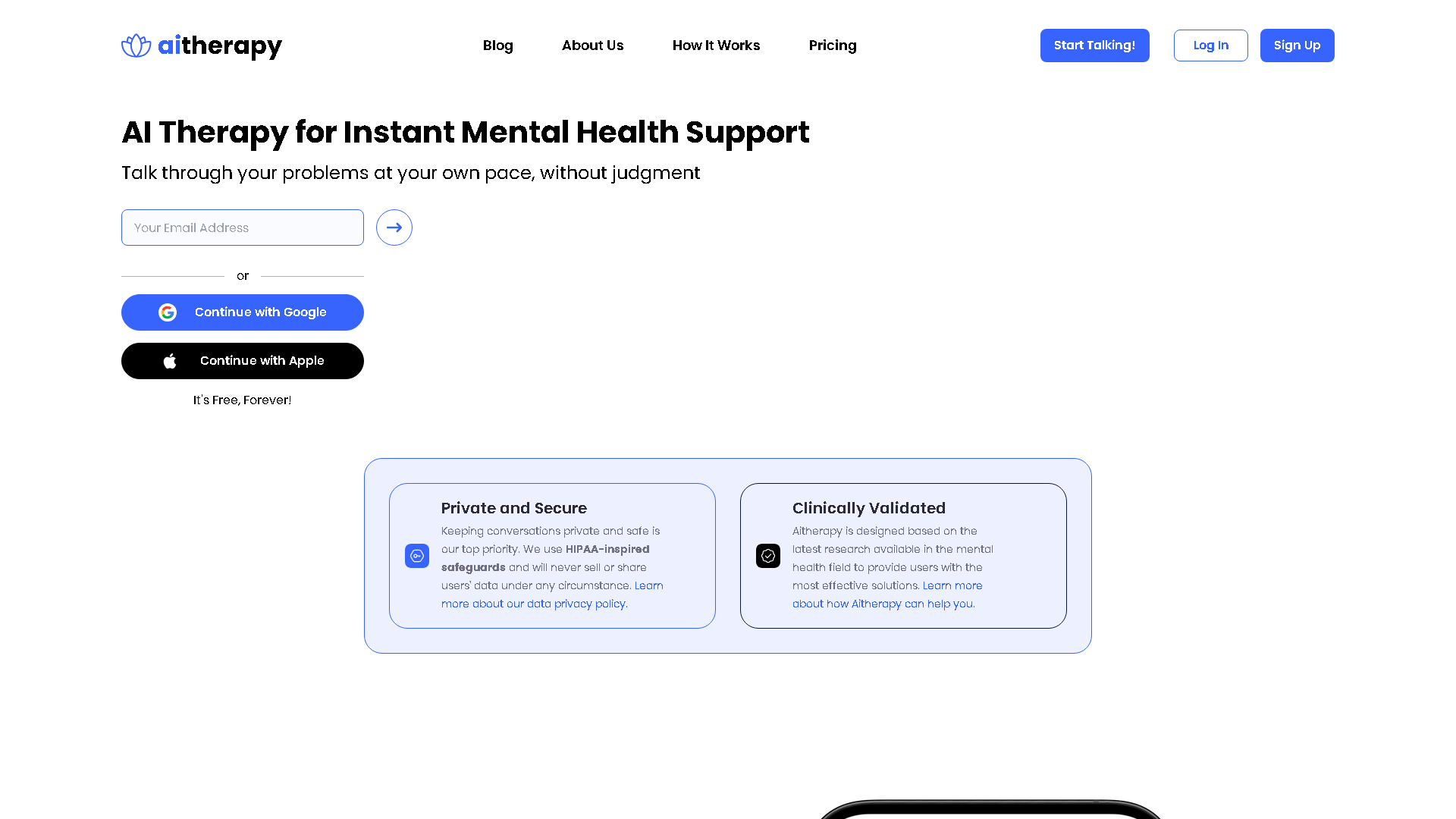 Aitherapy Interface Screenshot - Health & Wellness Tool