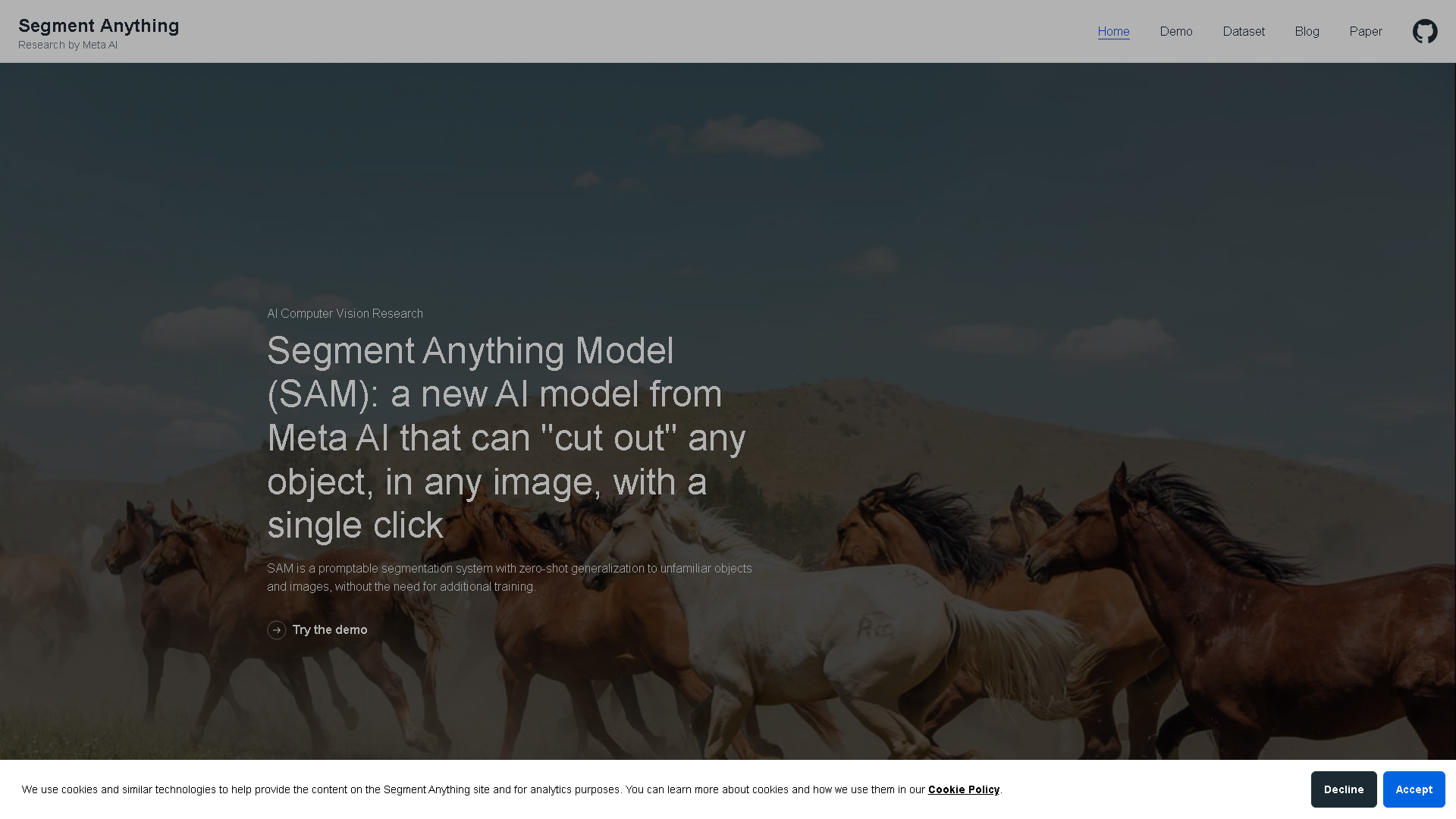 Segment Anything | Meta AI Interface Screenshot - Image Analysis Tool