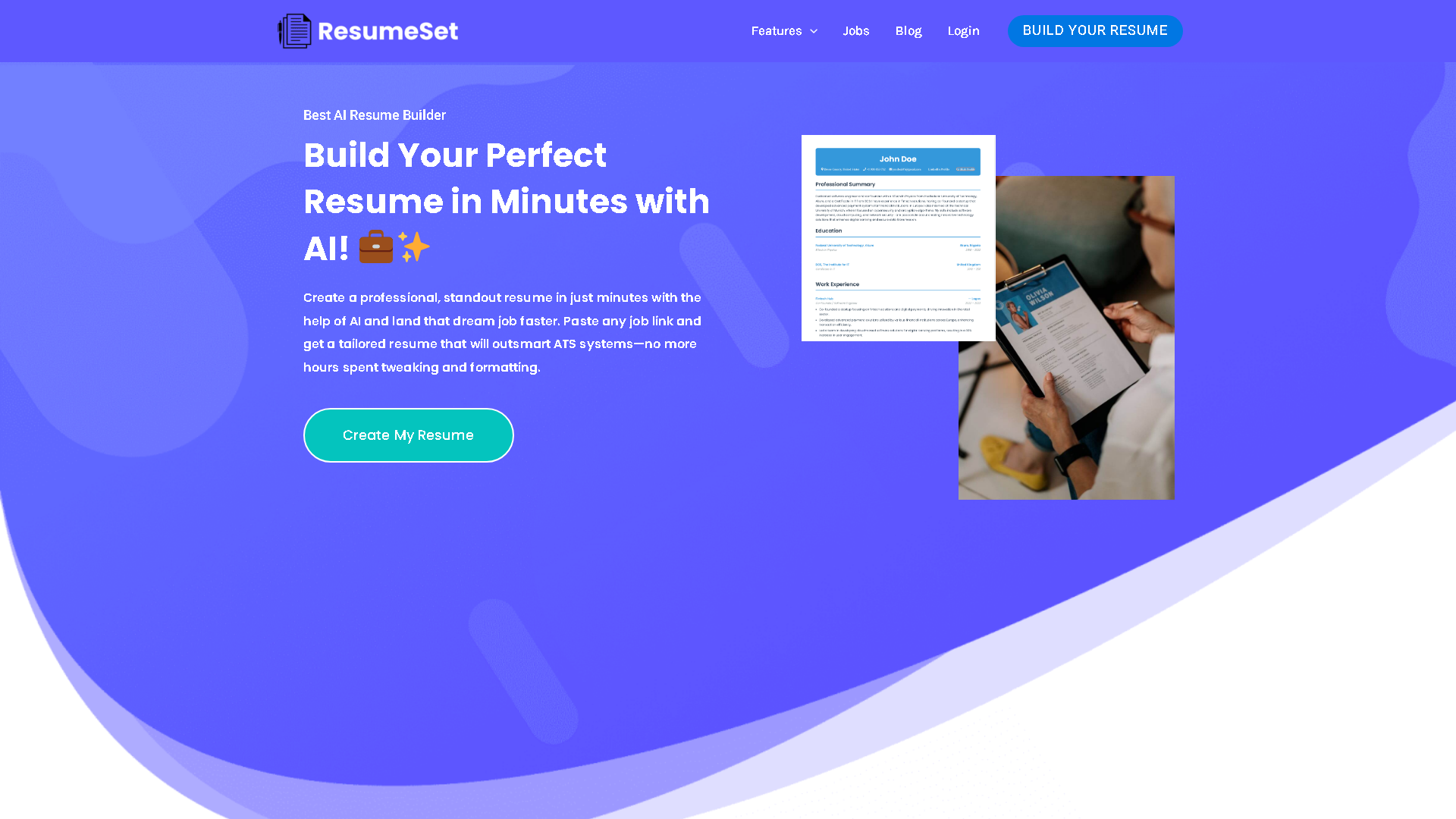ResumeSet Interface Screenshot - Writing & Editing Tool