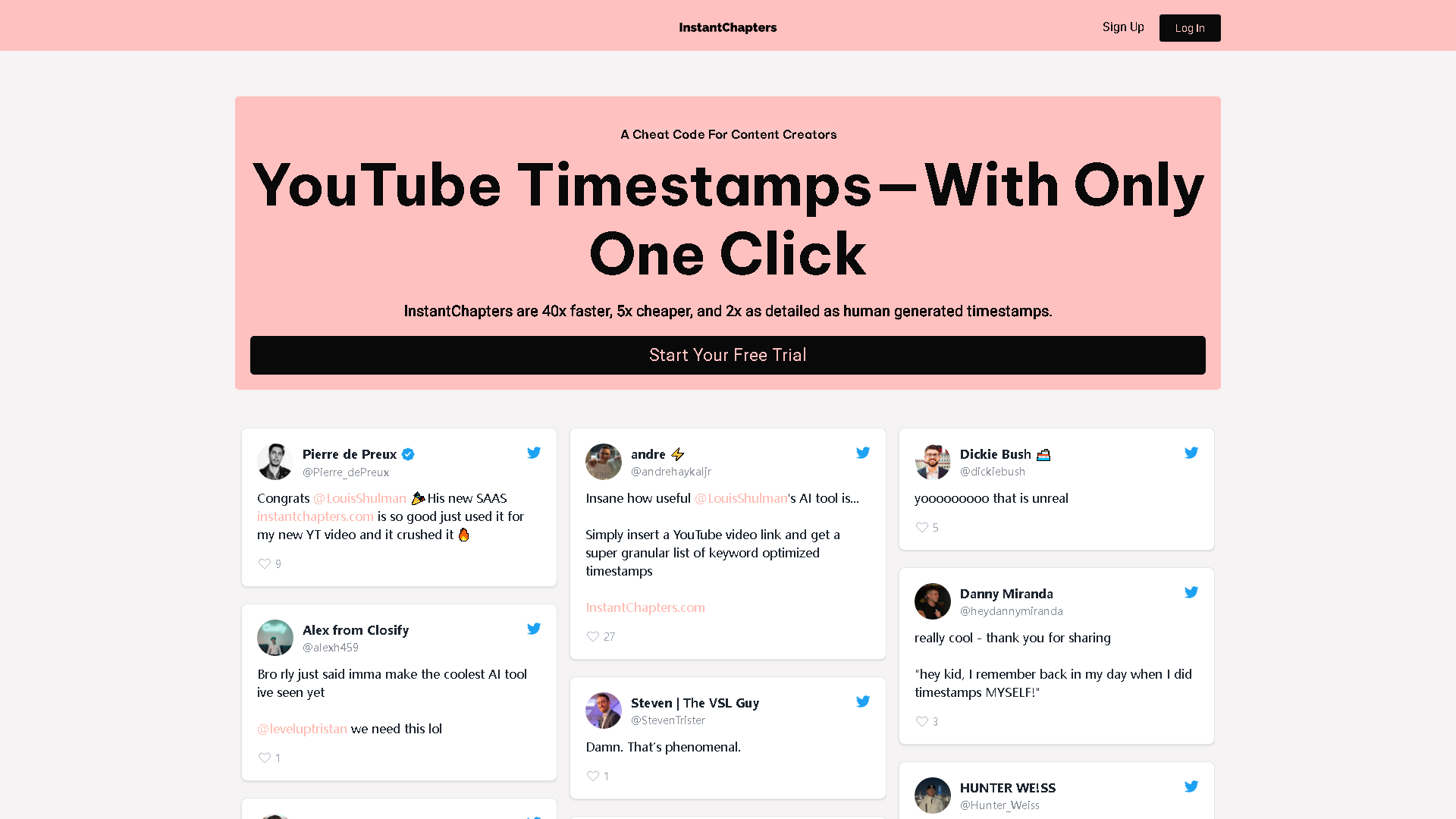 Instant Chapters Interface Screenshot - Social Media Tool
