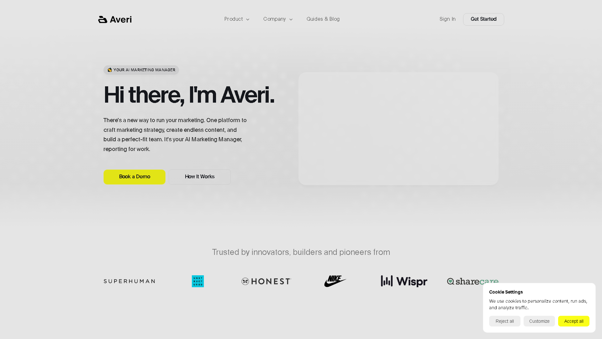 Averi AI Interface Screenshot - Writing & Editing Tool