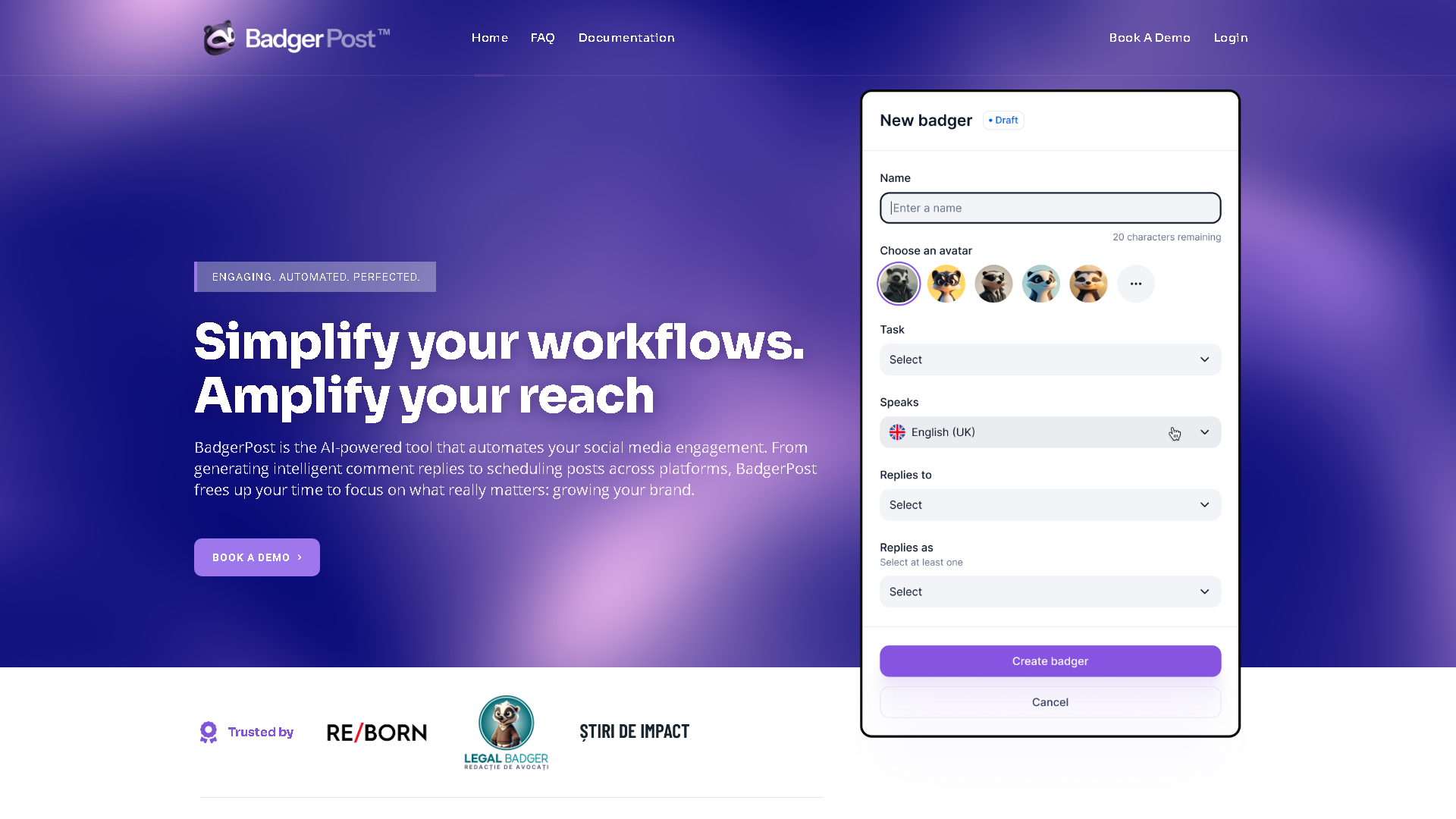 BadgerPost Interface Screenshot - Marketing & SEO Tool