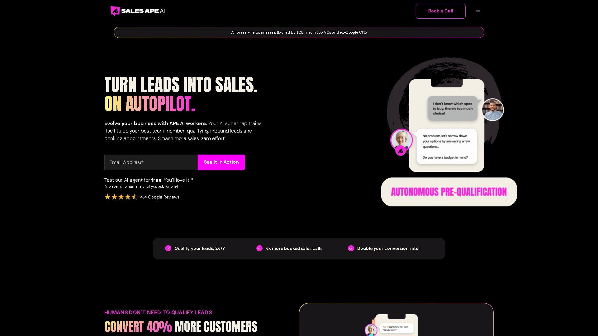 SalesAPE.ai Interface Screenshot - Marketing & Advertising Tool