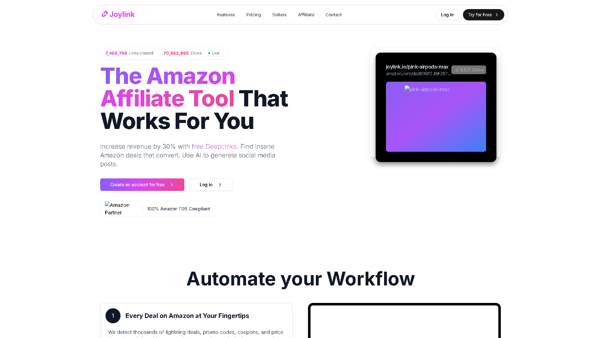JoyLink Interface Screenshot - Social Media Tool