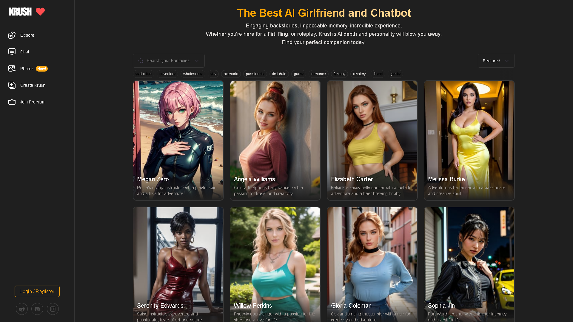 KrushChat AI Interface Screenshot - Chatbots & Virtual Companions Tool