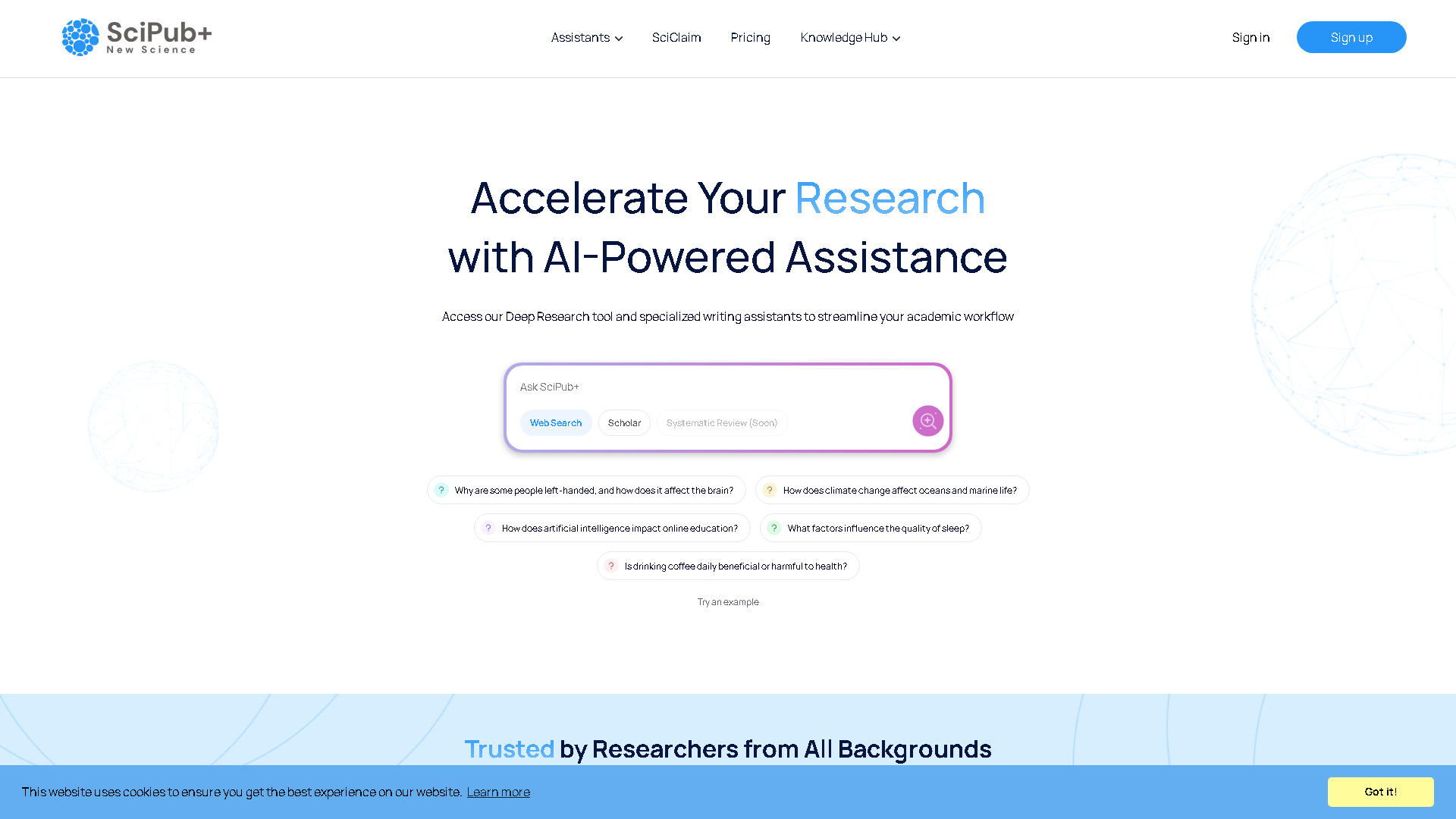 SciPub+ Interface Screenshot - Writing & Editing Tool