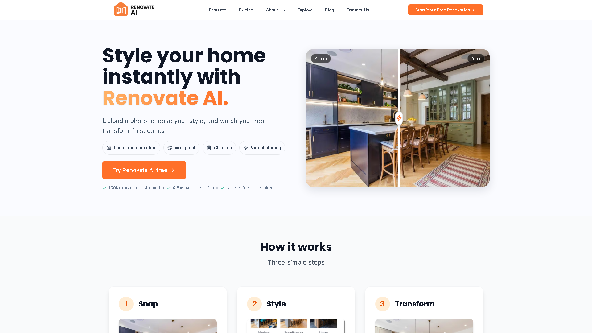 Renovate AI Interface Screenshot - Image & Design Tool
