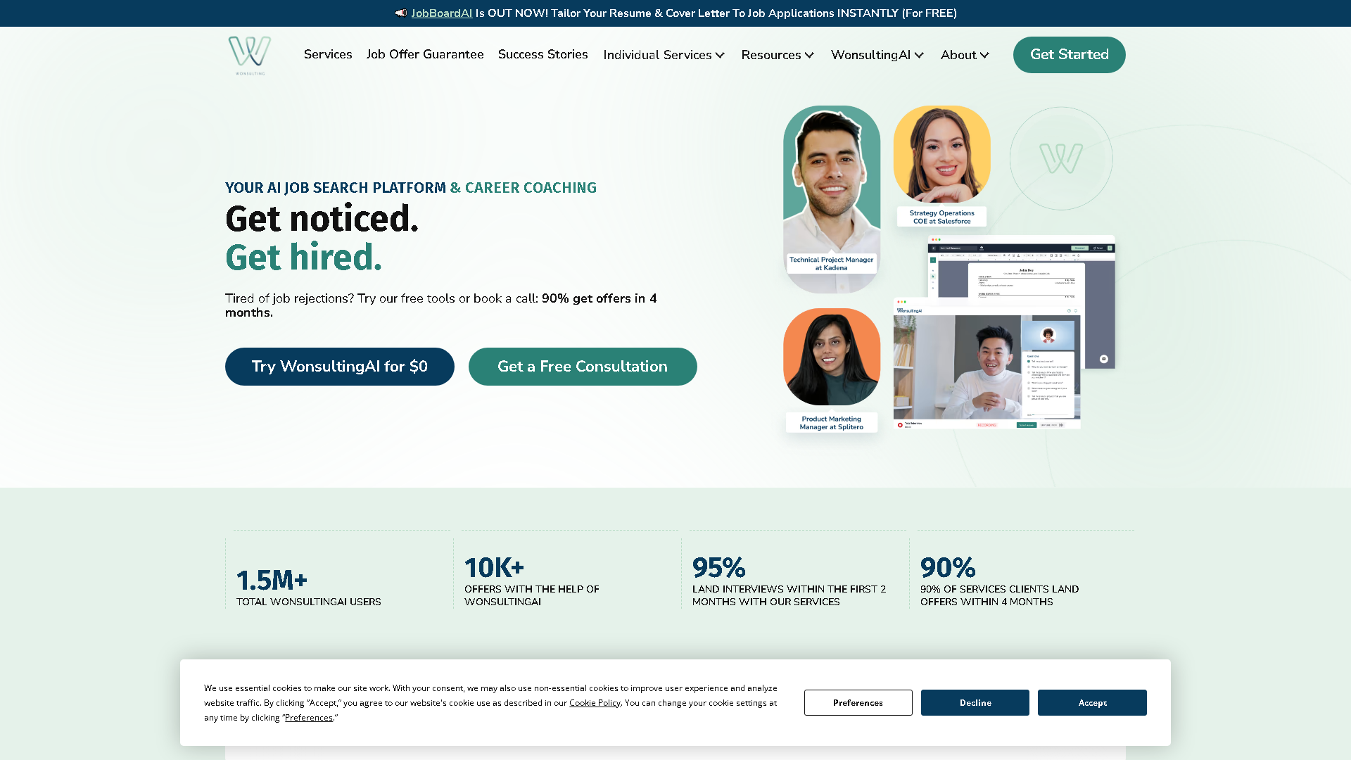 Wonsulting Interface Screenshot - Writing & Editing Tool