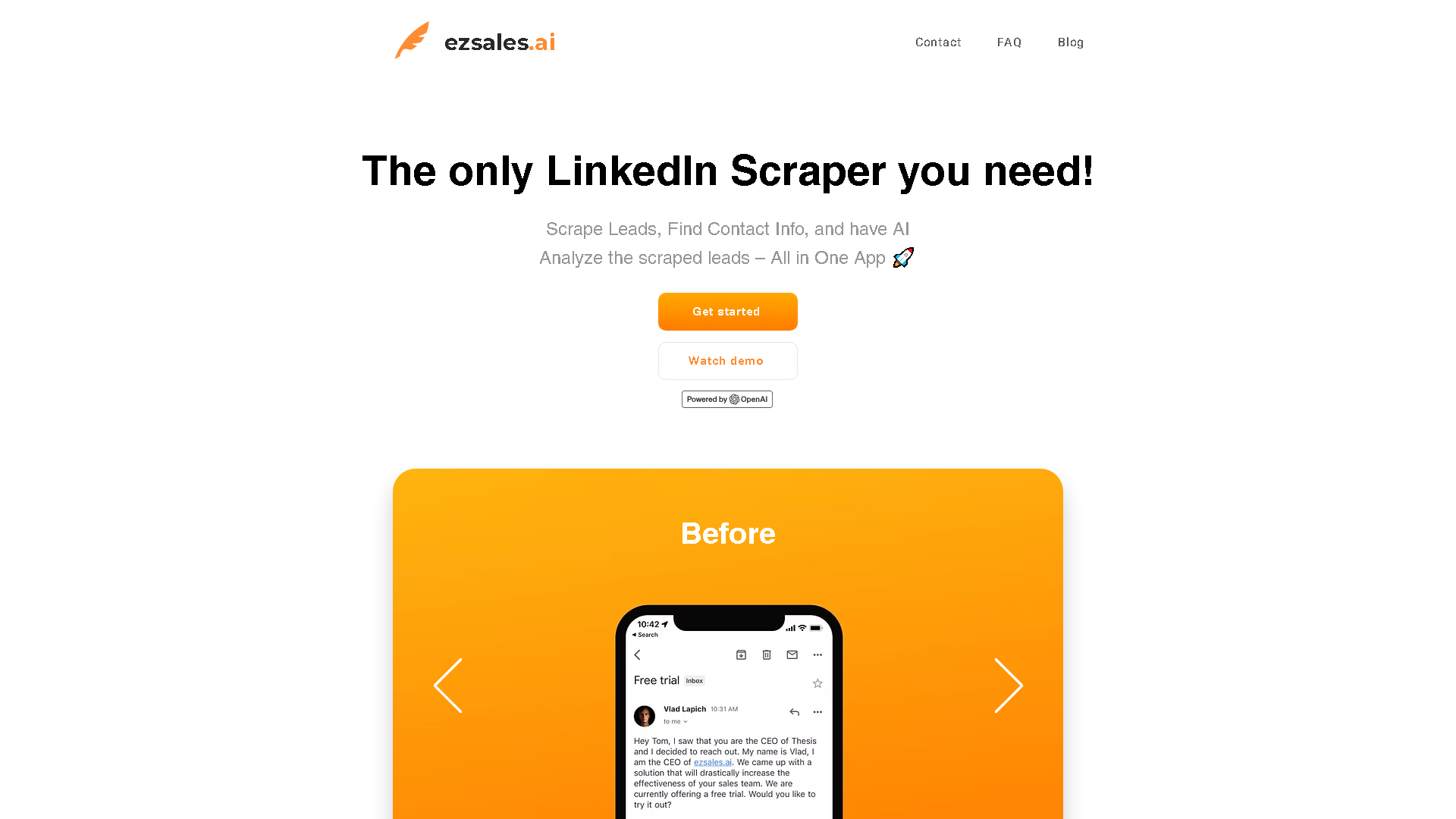 ezsales.ai Interface Screenshot - Writing & Editing Tool