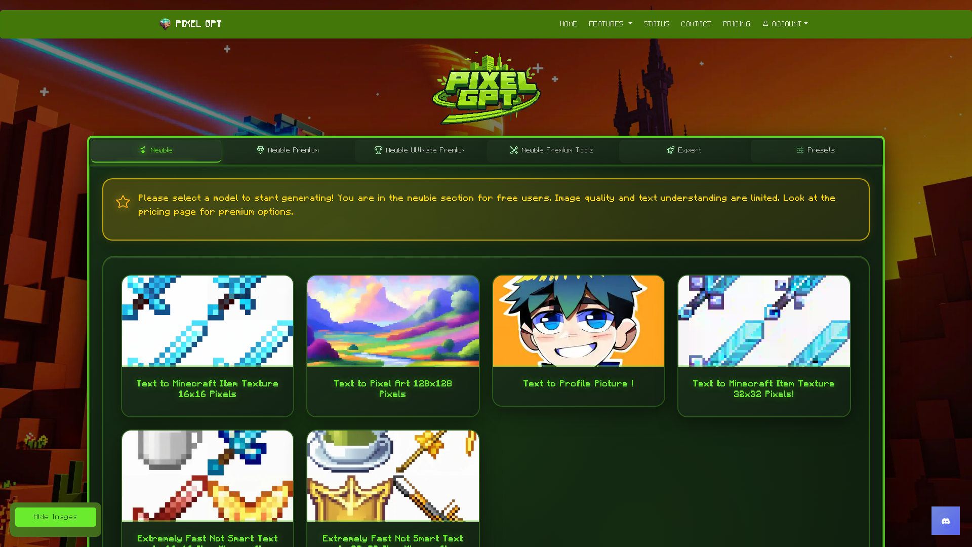 AI MC Texture Interface Screenshot - Image Generation & Editing Tool