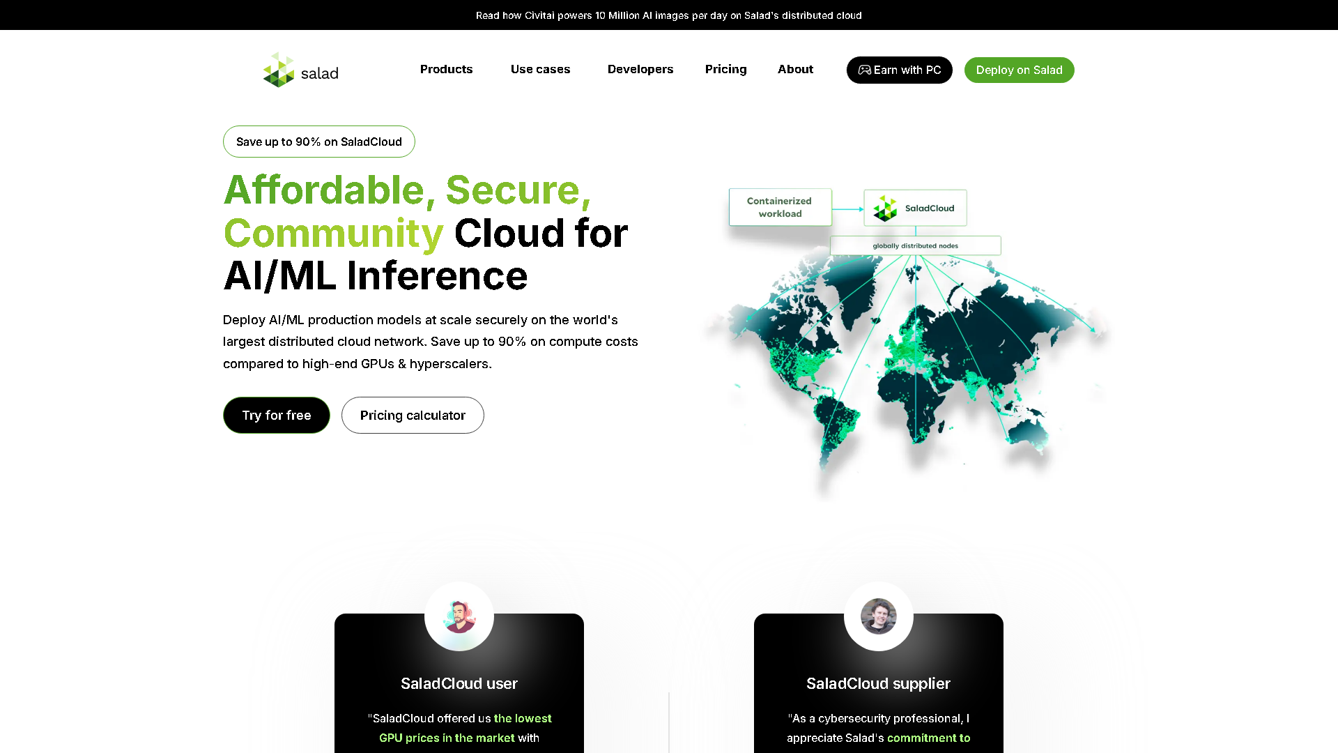 SaladCloud Interface Screenshot - Voice Generation & Conversion Tool