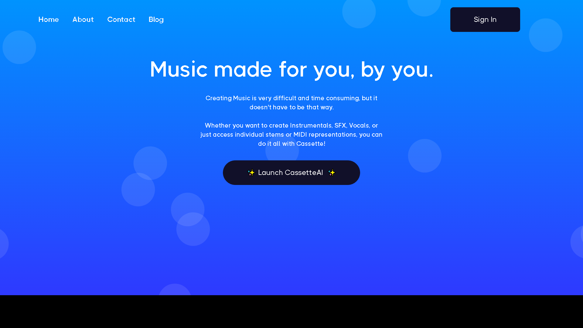 CassetteAI Interface Screenshot - Music & Audio Tool