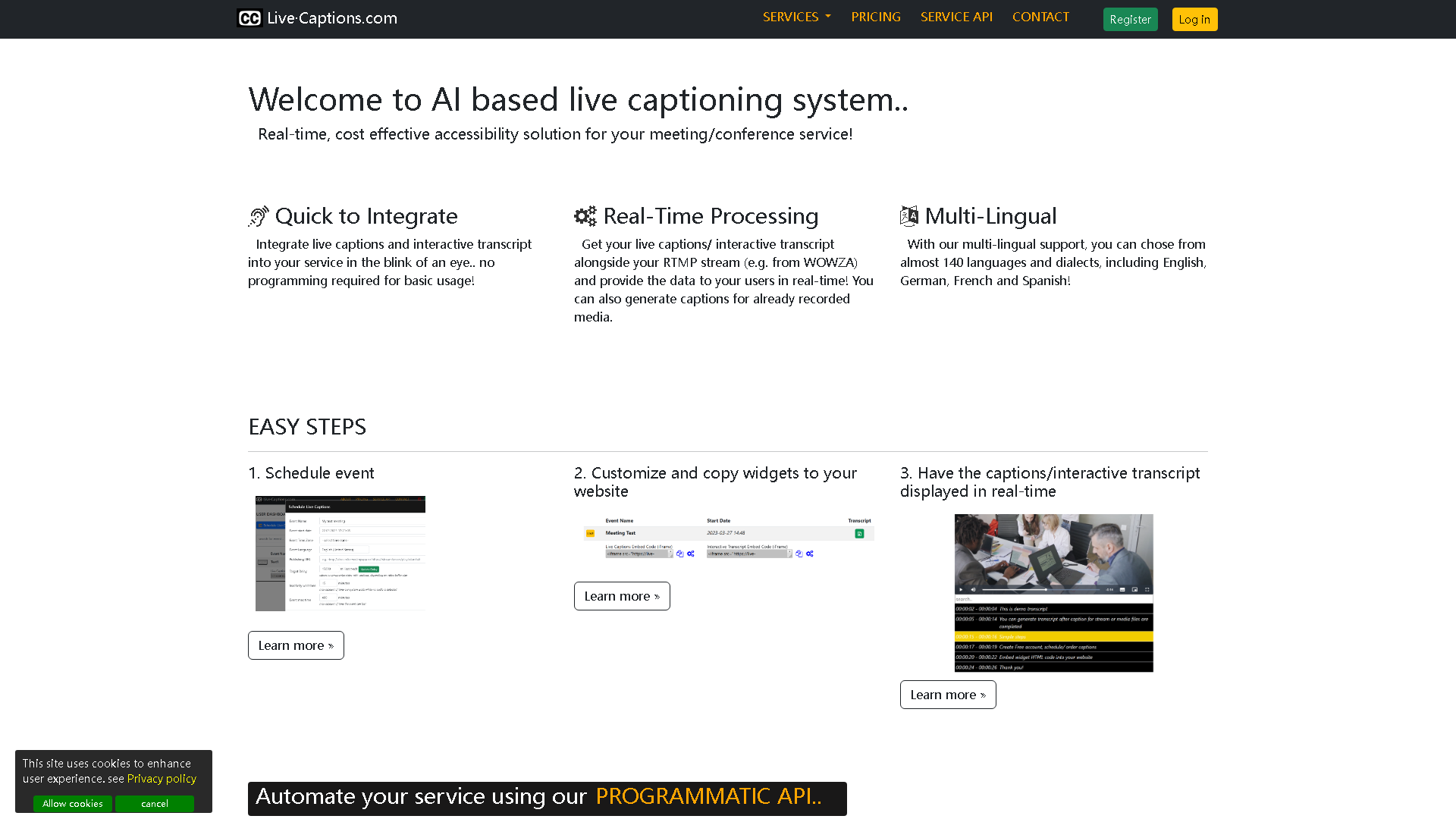 Live·Captions.com Interface Screenshot - Writing & Editing Tool