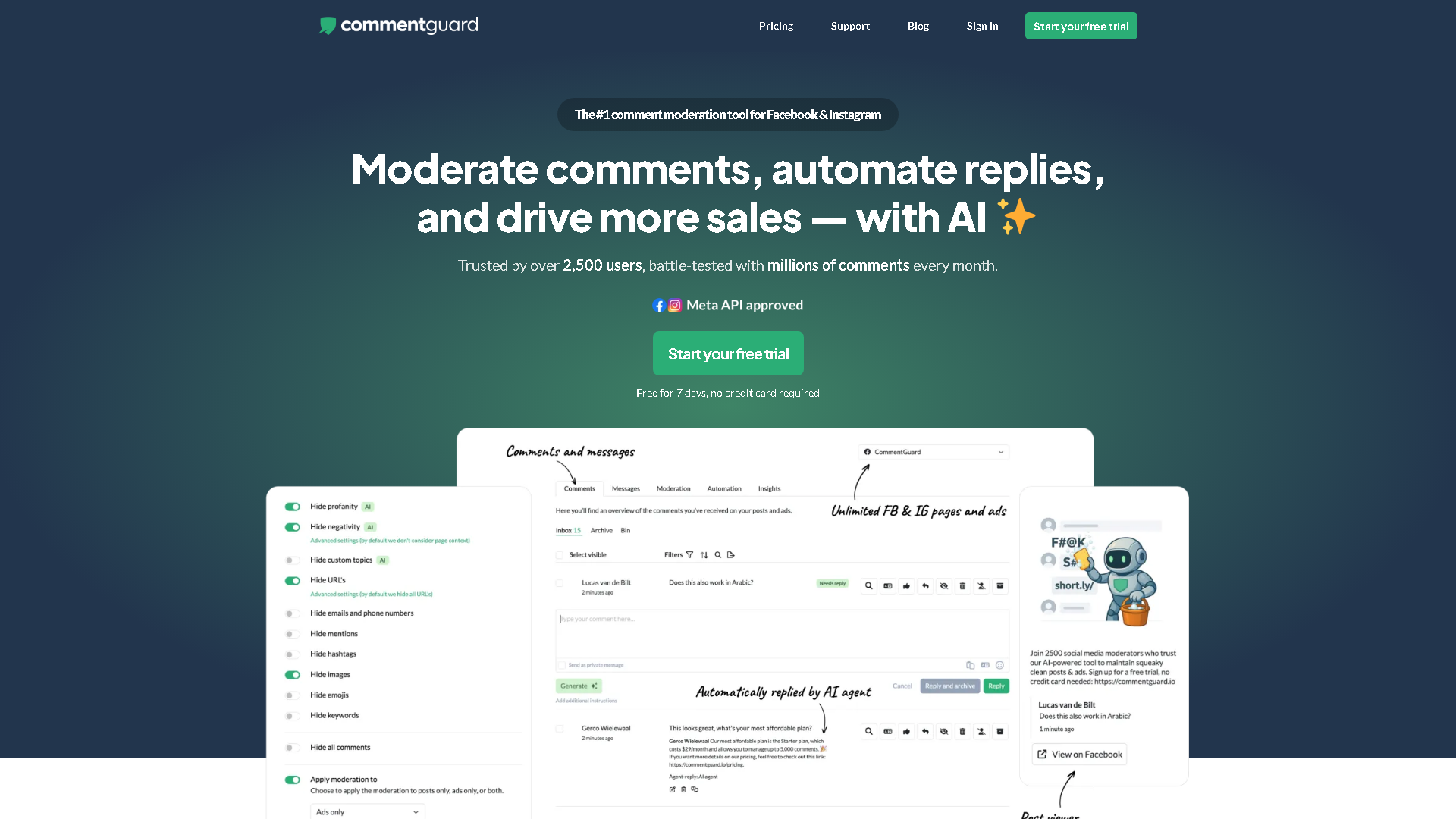 CommentGuard Interface Screenshot - Social Media Tool