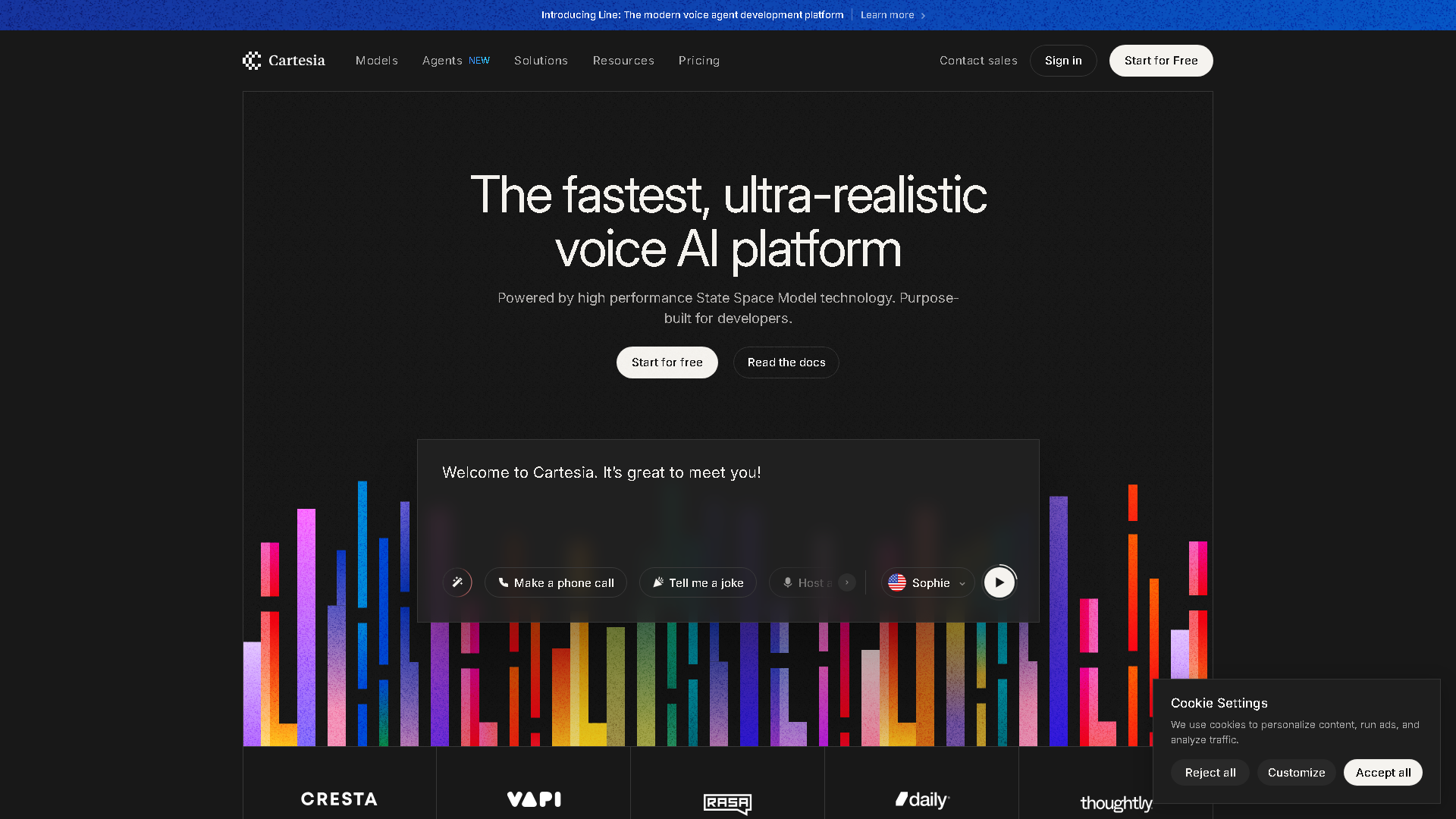 Cartesia Interface Screenshot - Voice Generation & Conversion Tool