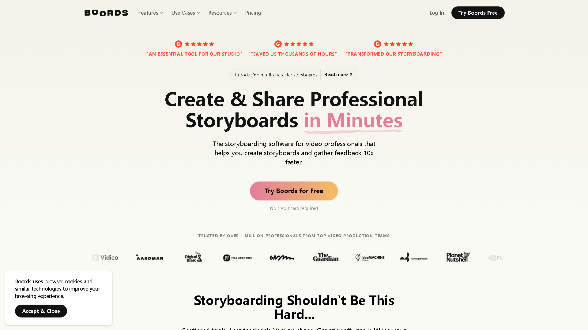 Boords Interface Screenshot - Writing & Content Tool