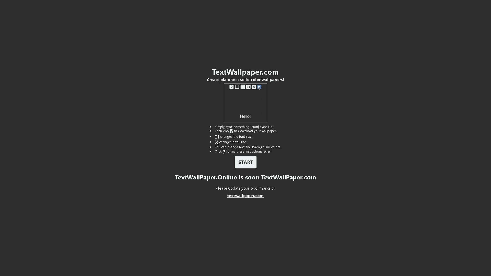 TextWallpaper Interface Screenshot - Image Generation & Editing Tool