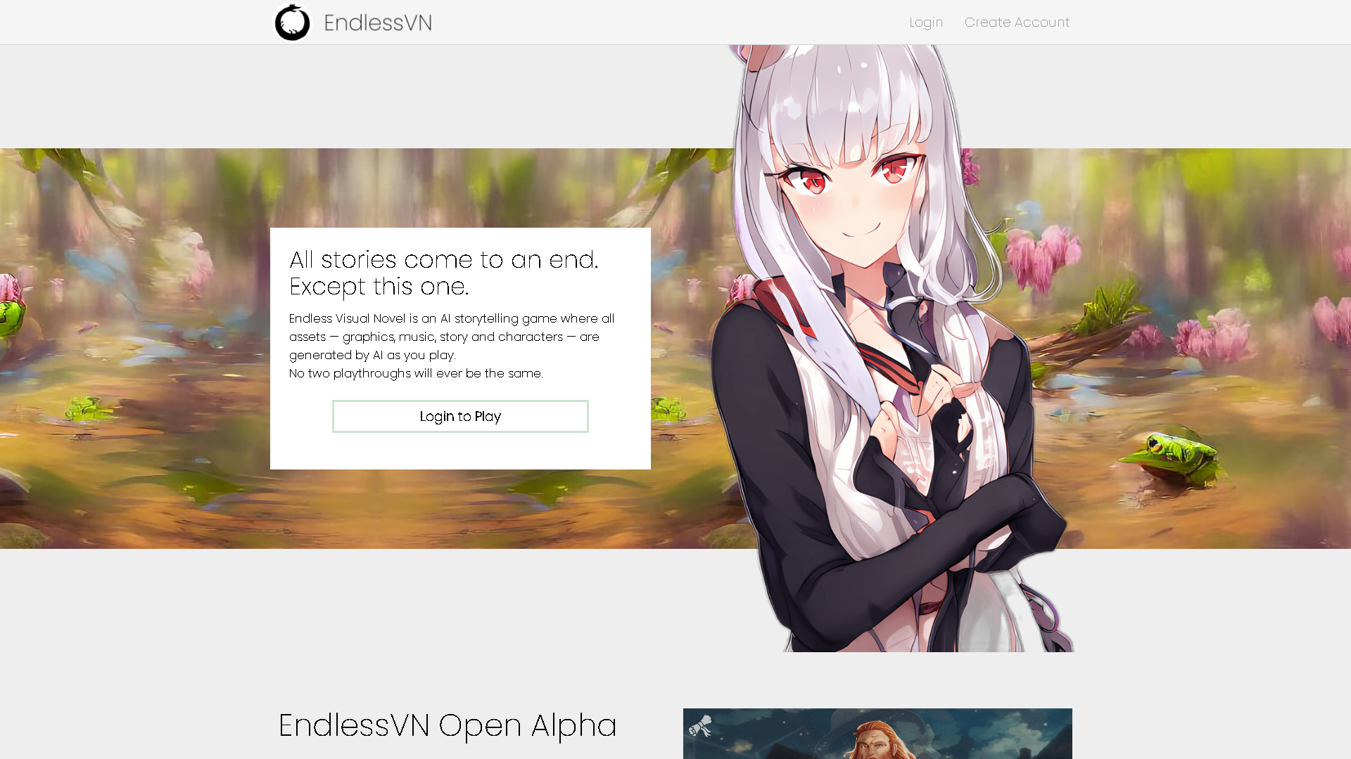 Endless Visual Novel Interface Screenshot - Writing & Editing Tool