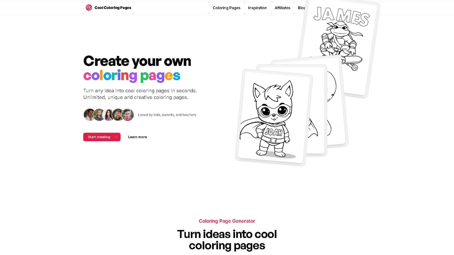 Cool Coloring Pages Interface Screenshot - Art & Creative Design Tool
