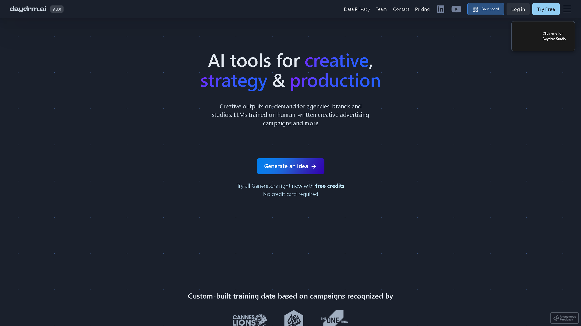 Daydrm.ai Interface Screenshot - Writing & Editing Tool