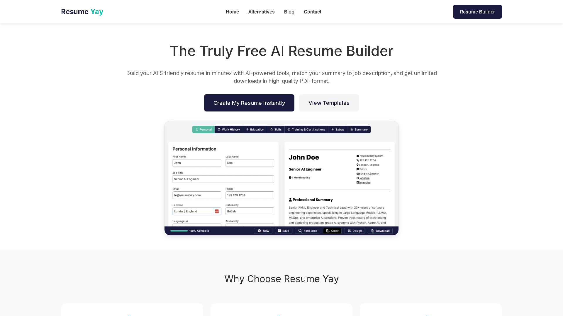 Resume Yay Interface Screenshot - Office & Productivity Tool
