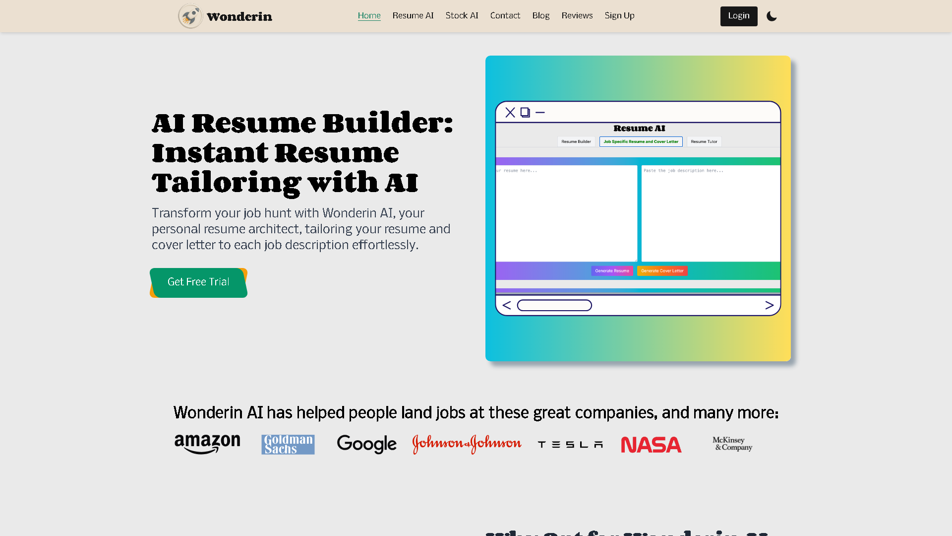 Wonderin AI Interface Screenshot - Writing & Editing Tool