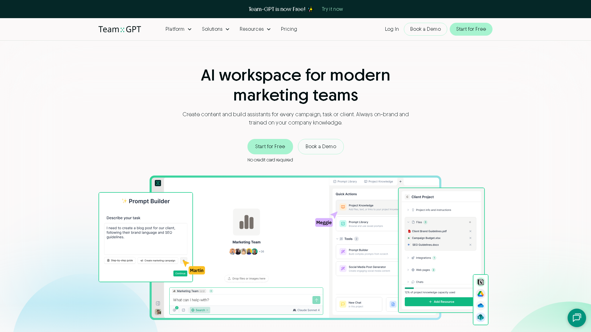 Team-GPT Interface Screenshot - Writing & Editing Tool