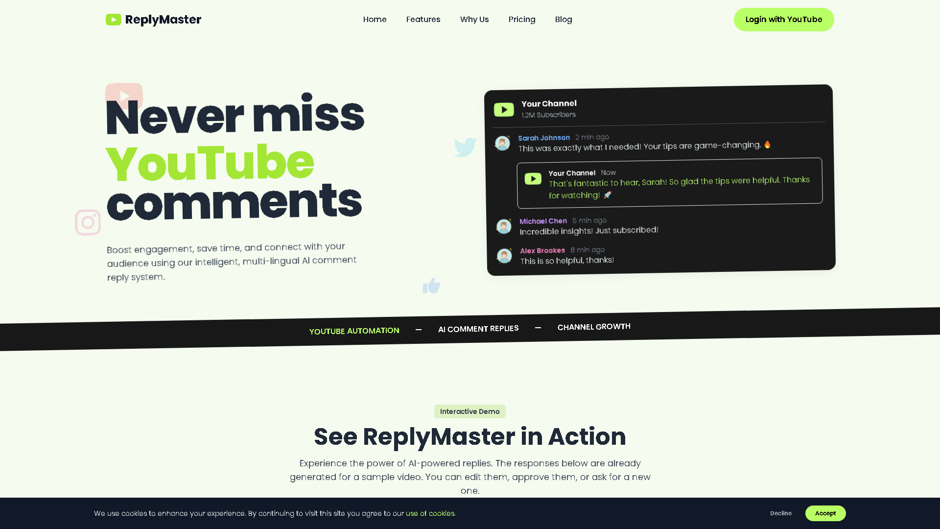 ReplyMaster Interface Screenshot - Social Media Tool