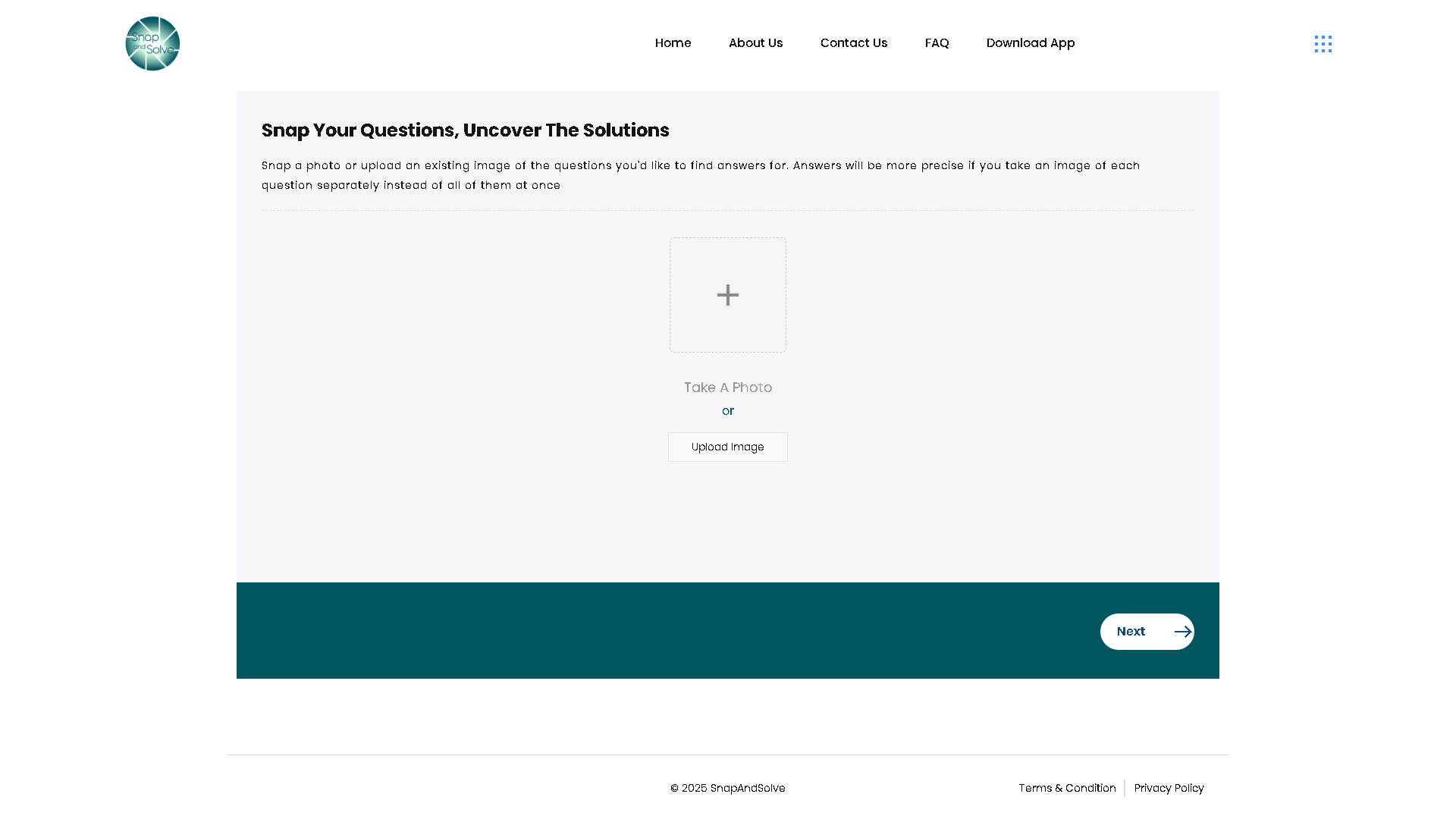 SnapAndSolve Interface Screenshot - Image Generation & Editing Tool