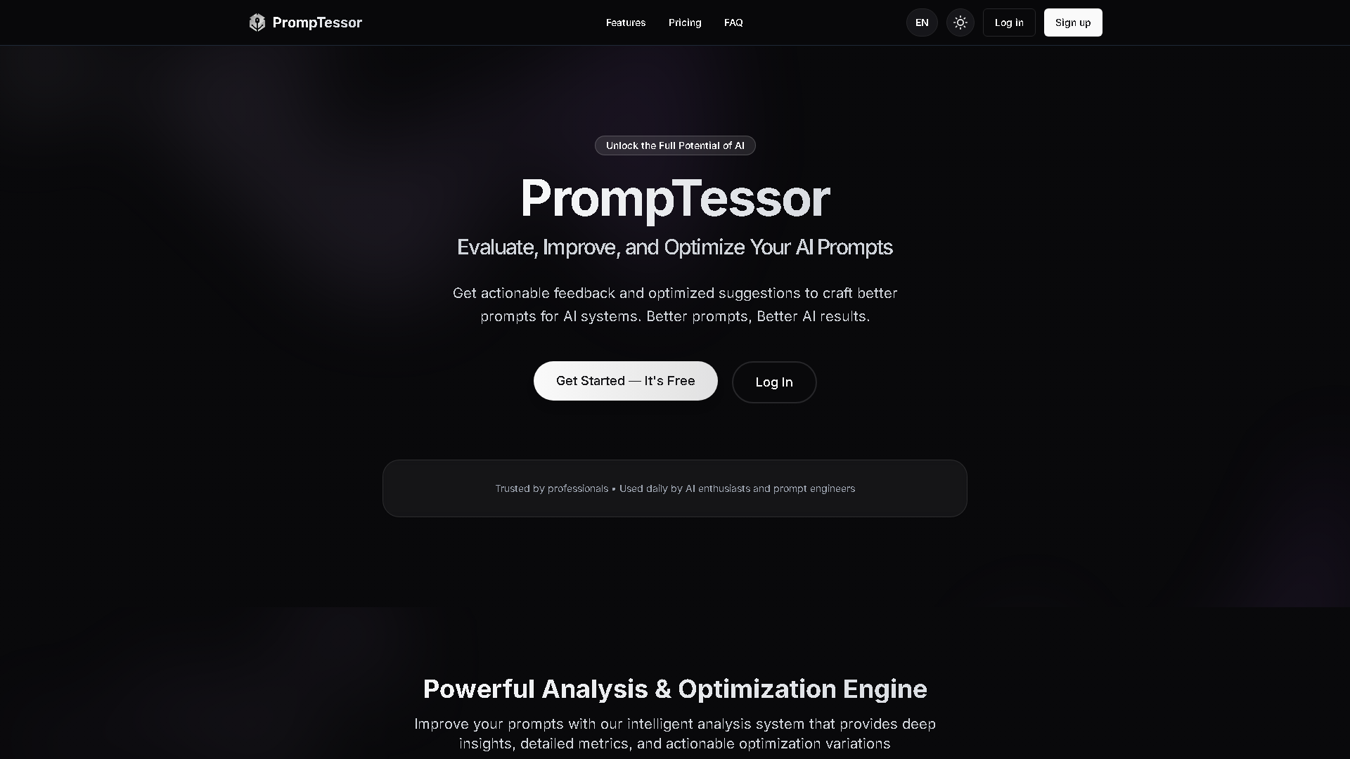 PrompTessor Interface Screenshot - Writing & Editing Tool